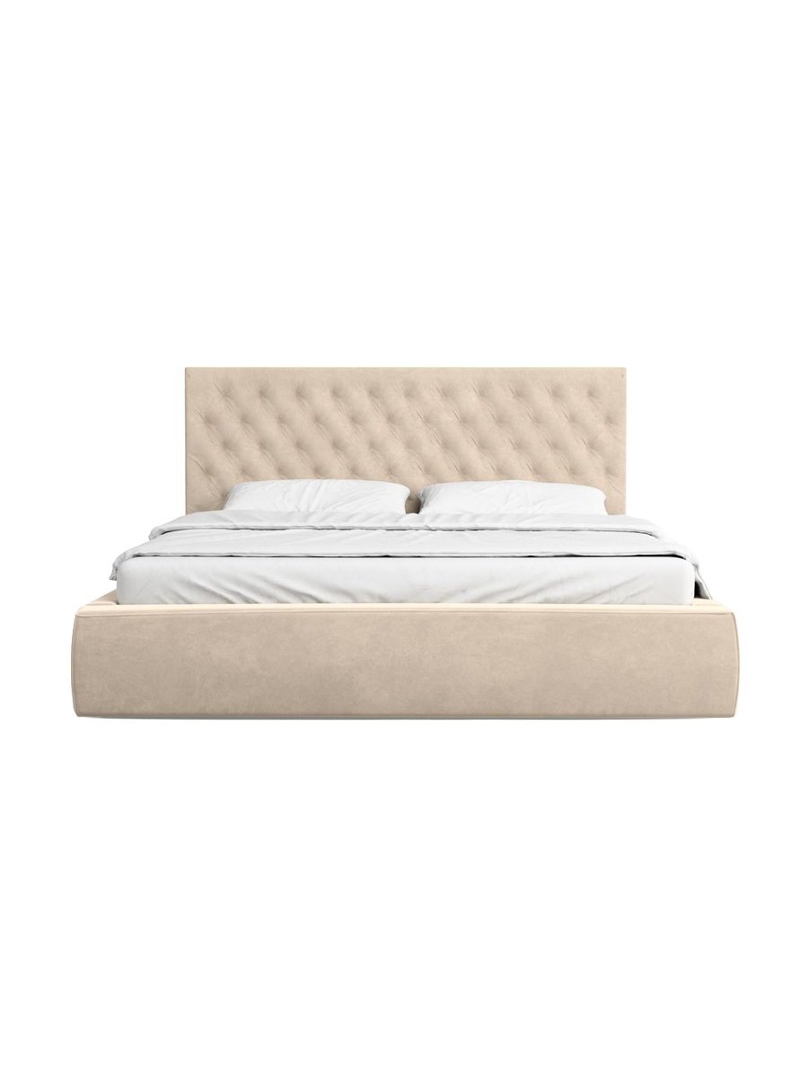 
Design Polsterbett „Bellavita“ mit Ablagefach, Samt Cream - 140 x 200 cm