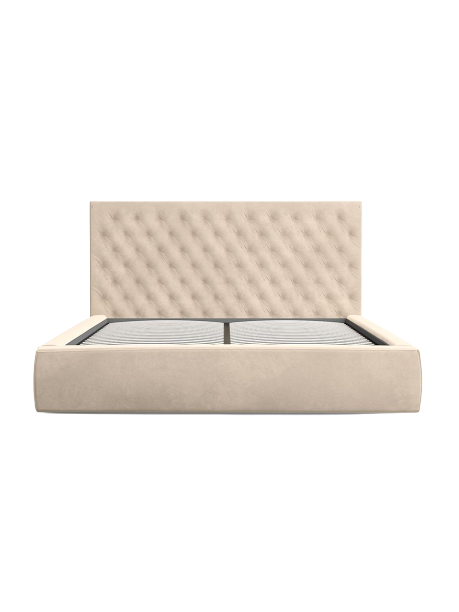 
Design Polsterbett „Bellavita“ mit Ablagefach, Samt Cream - 140 x 200 cm