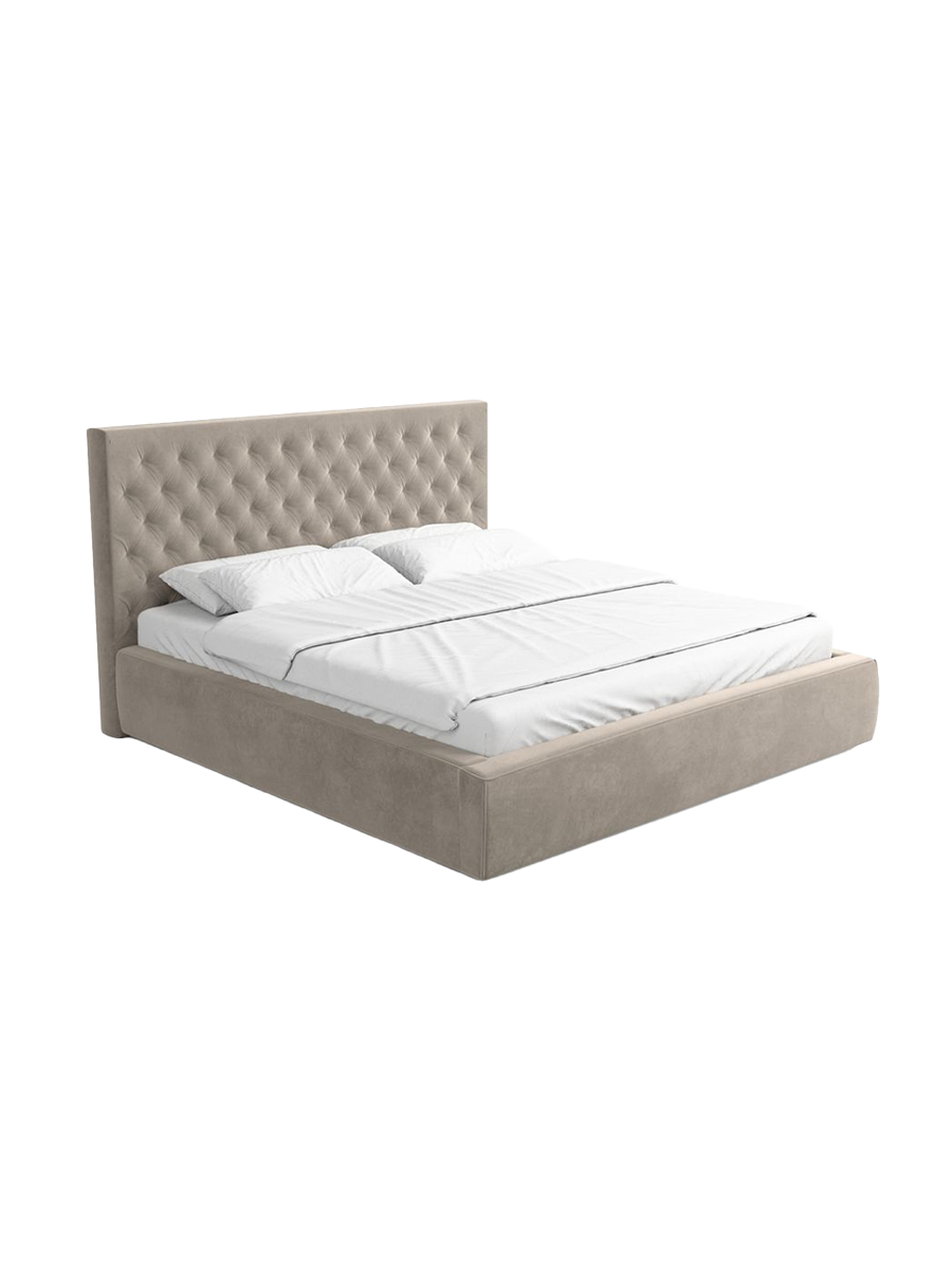 
Design Polsterbett „Bellavita“ mit Ablagefach, Samt Beige dunkel - 140 x 200 cm