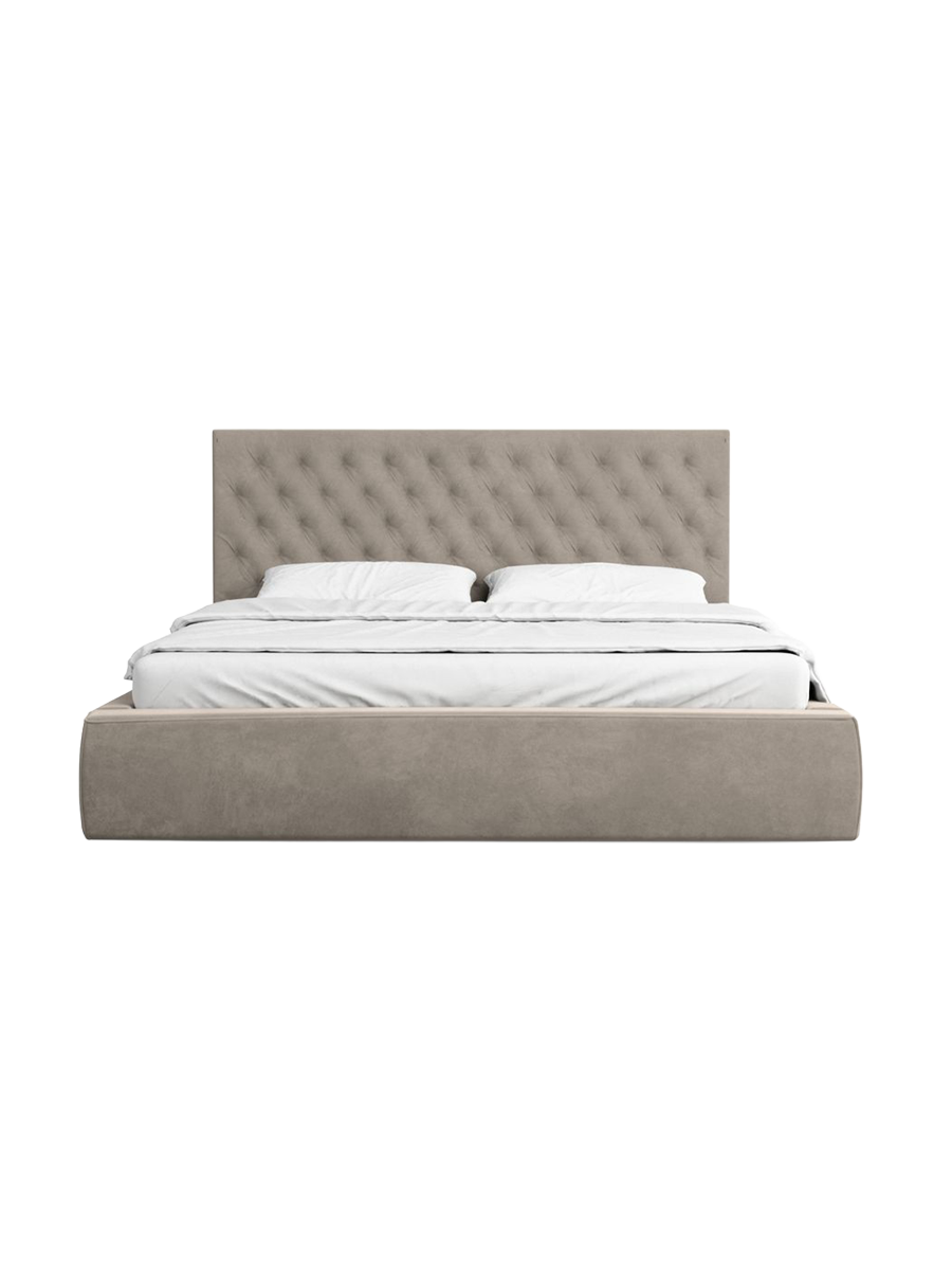 
Design Polsterbett „Bellavita“ mit Ablagefach, Samt Beige dunkel - 140 x 200 cm
