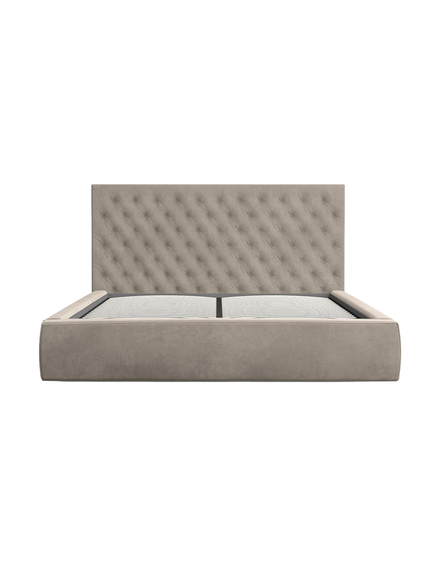 
Design Polsterbett „Bellavita“ mit Ablagefach, Samt Beige dunkel - 140 x 200 cm
