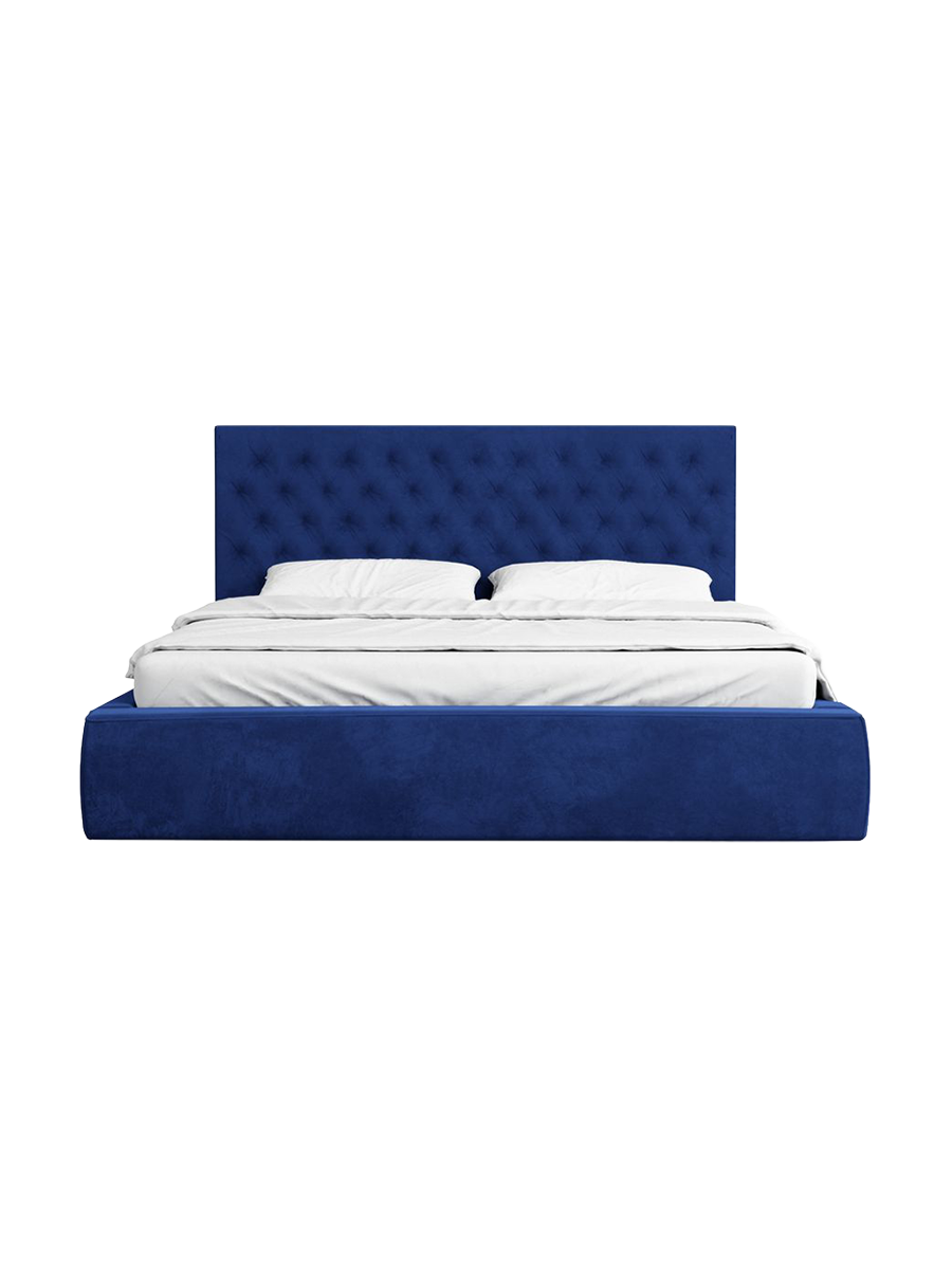 
Design Polsterbett „Bellavita“ mit Ablagefach, Samt Dunkelblau - 140 x 200 cm