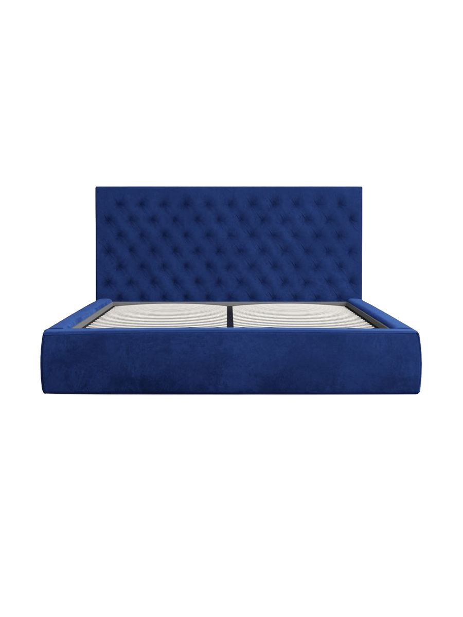 
Design Polsterbett „Bellavita“ mit Ablagefach, Samt Dunkelblau - 140 x 200 cm