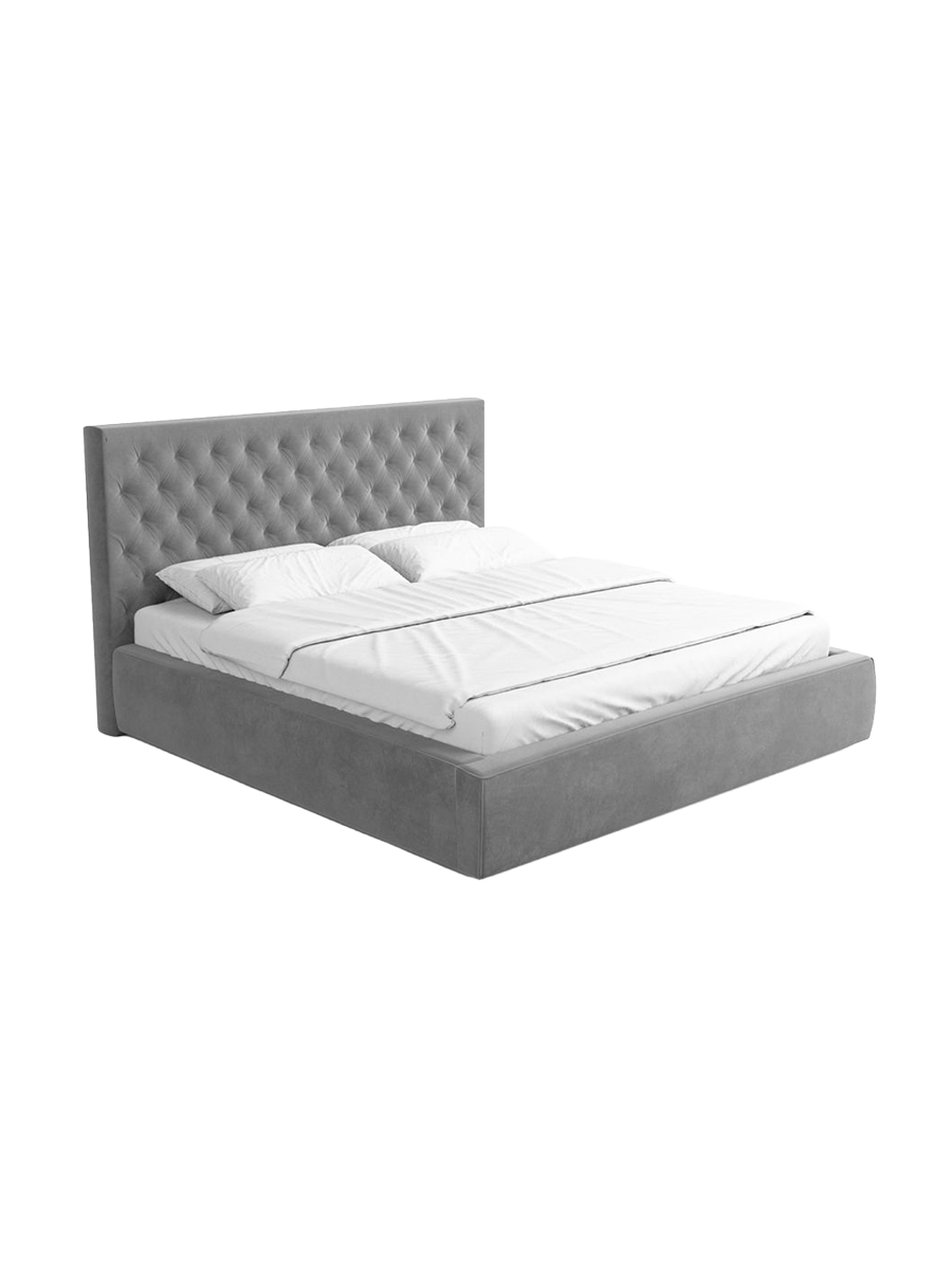 
Design Polsterbett „Bellavita“ mit Ablagefach, Samt Grau - 140 x 200 cm