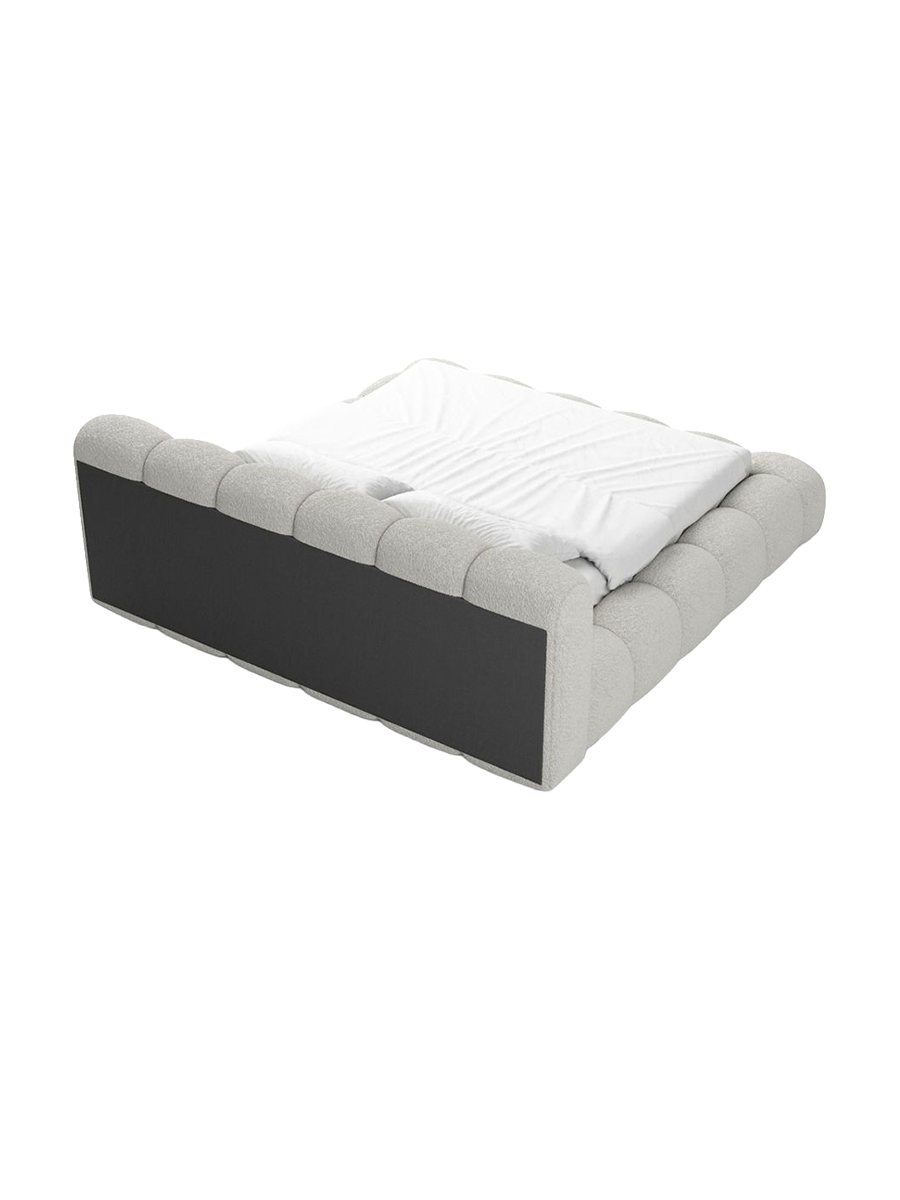 
Design Polsterbett „Alba“ mit Ablagefach, Bouclé Weiss - 140 x 200 cm