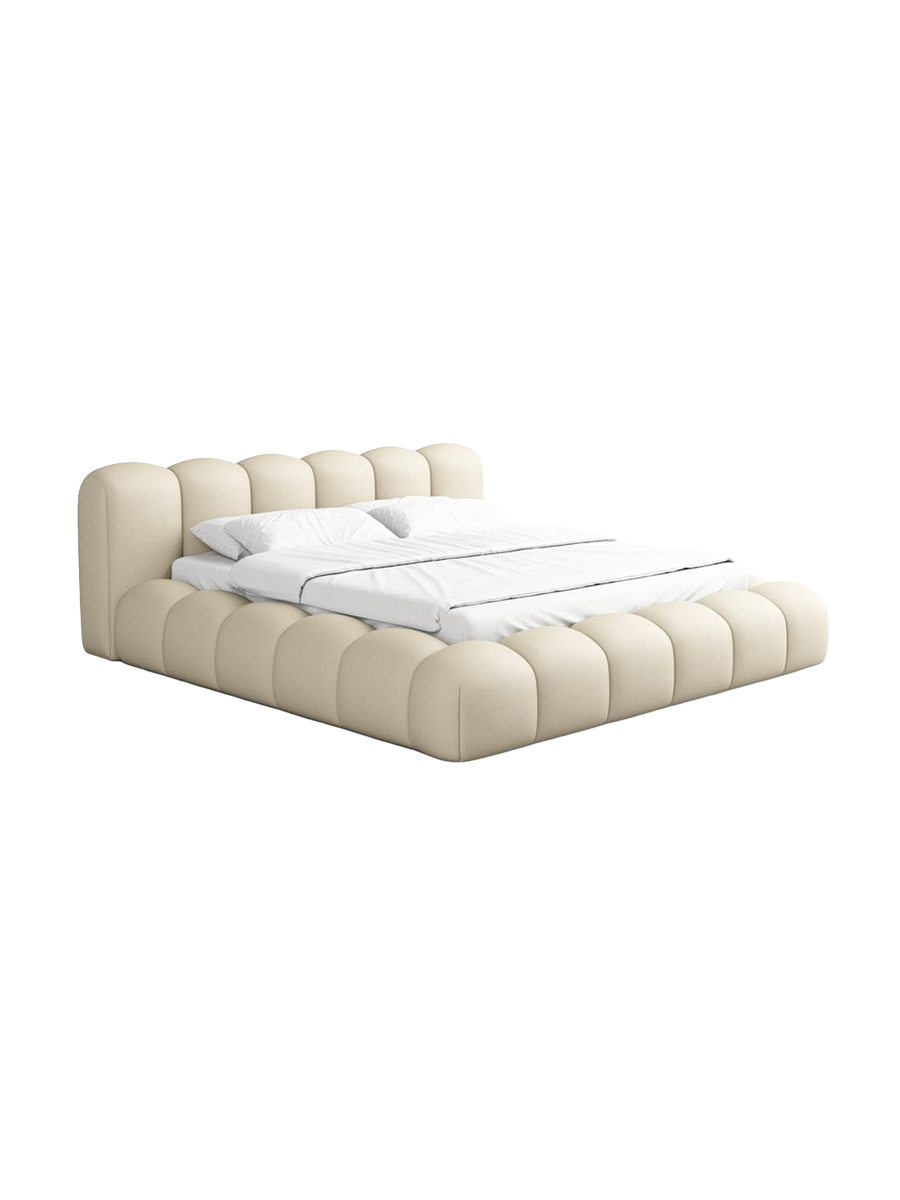 
Design Polsterbett „Alba“ mit Ablagefach, Kunstleder Beige - 140 x 200 cm