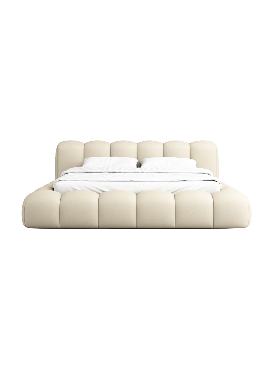 
Design Polsterbett „Alba“ mit Ablagefach, Kunstleder Beige - 140 x 200 cm