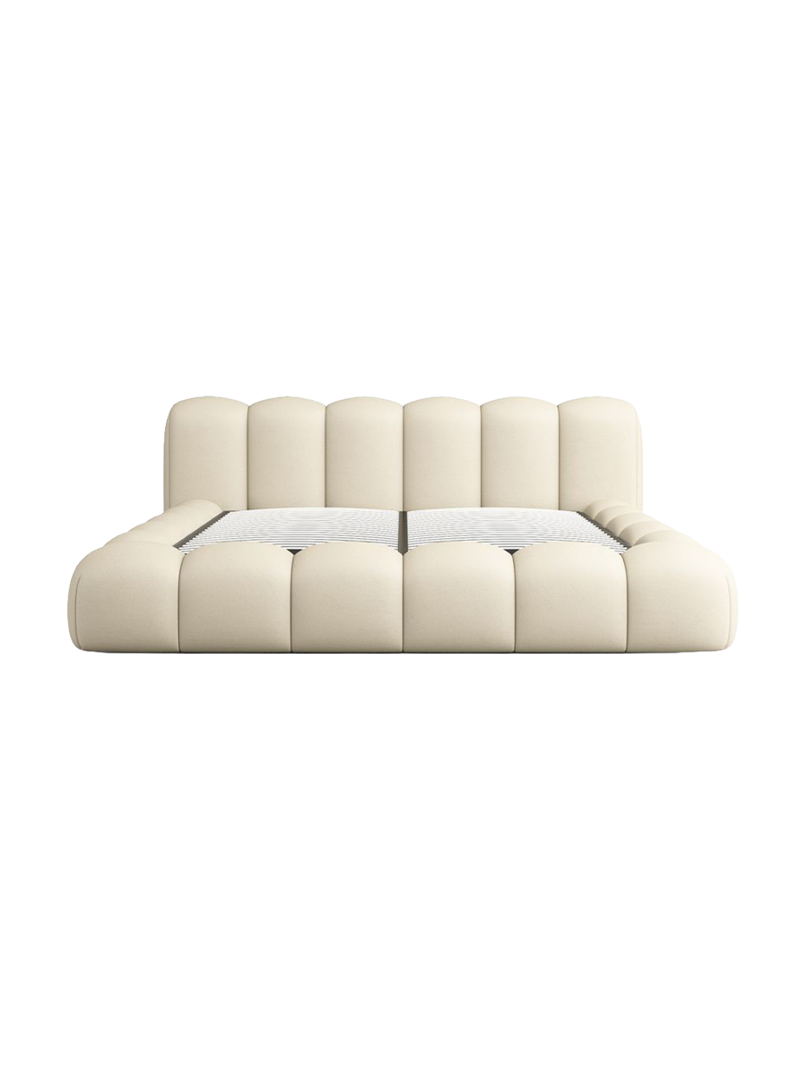 
Design Polsterbett „Alba“ mit Ablagefach, Kunstleder Beige - 140 x 200 cm