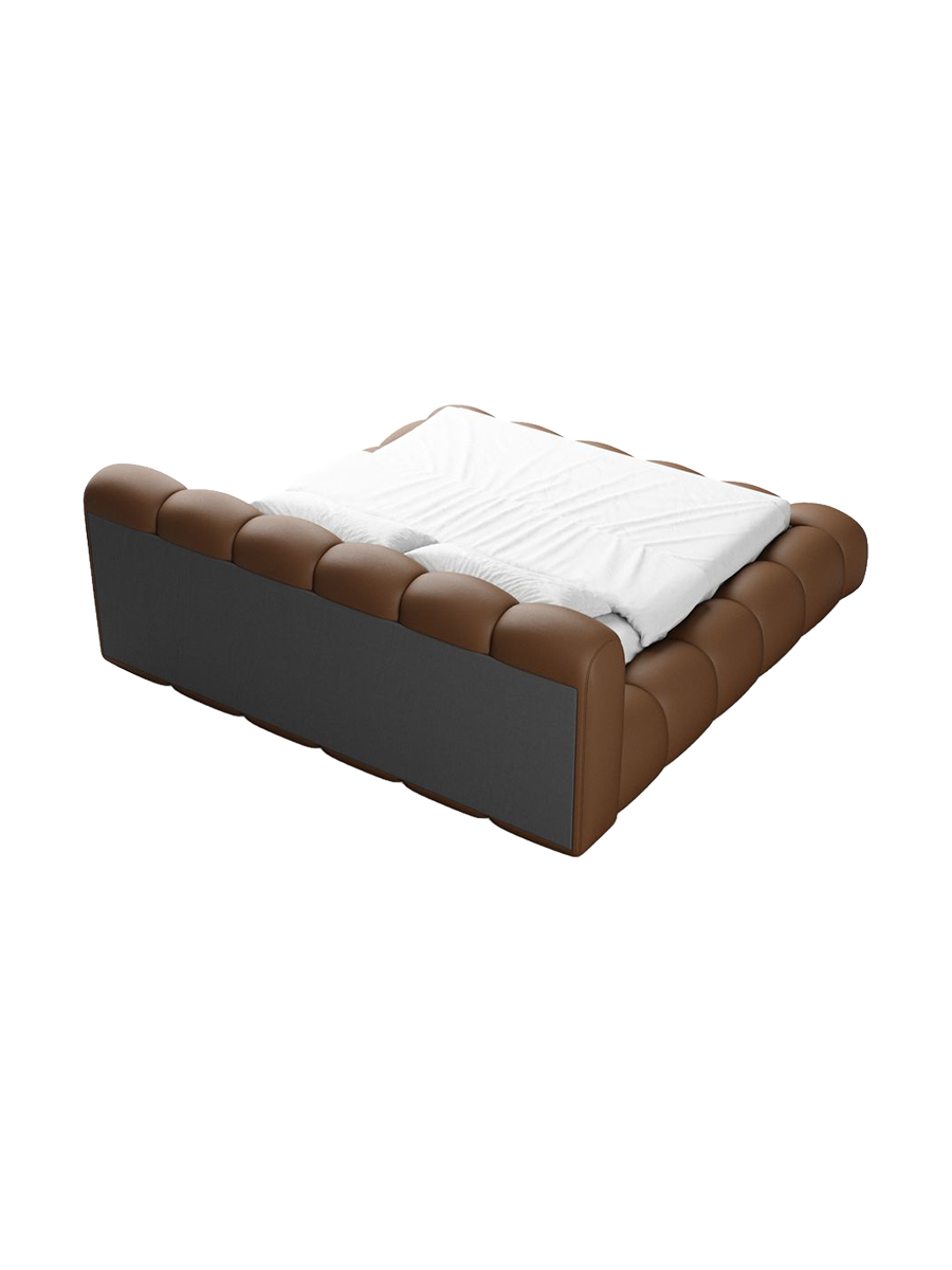 
Design Polsterbett „Alba“ mit Ablagefach, Kunstleder Choco Brown - 140 x 200 cm