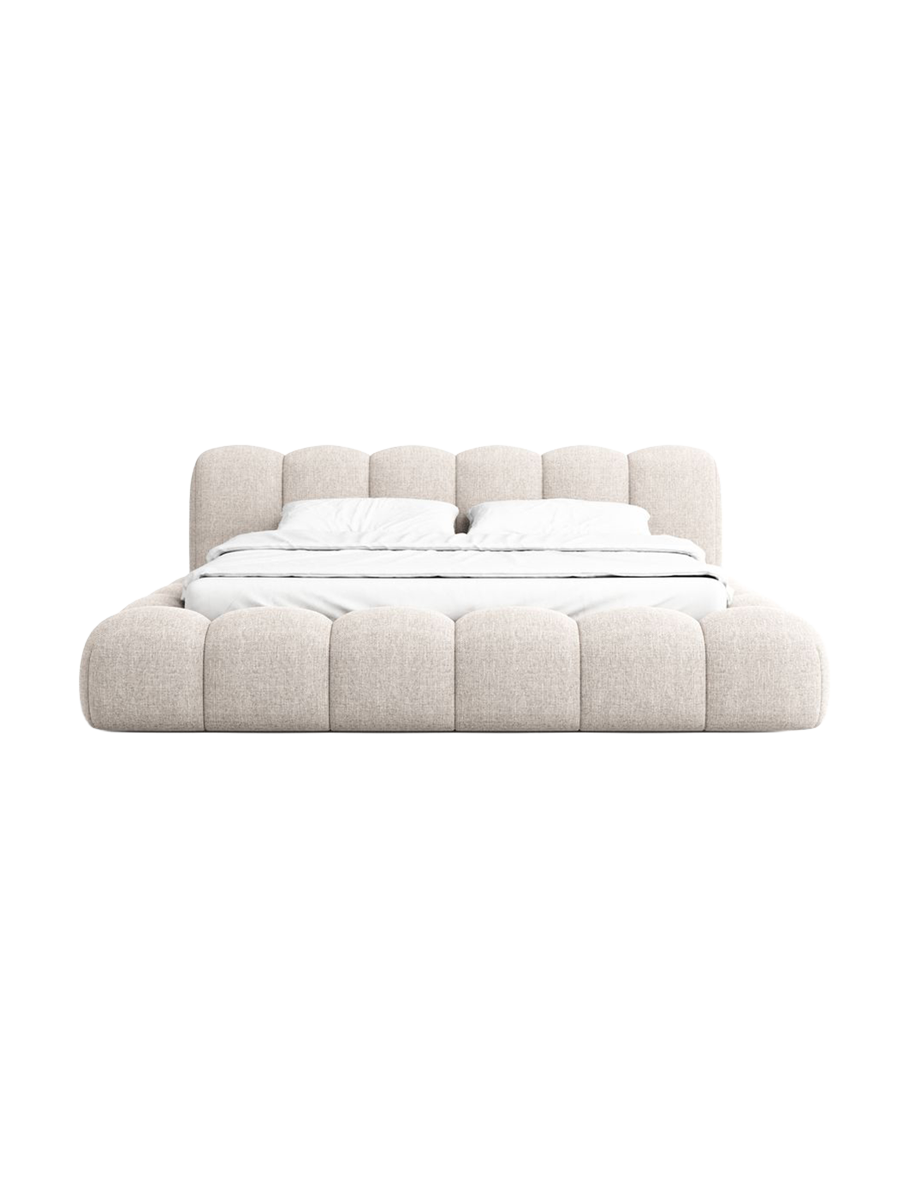 
Design Polsterbett „Alba“ mit Ablagefach, Webstoff Beige - 140 x 200 cm