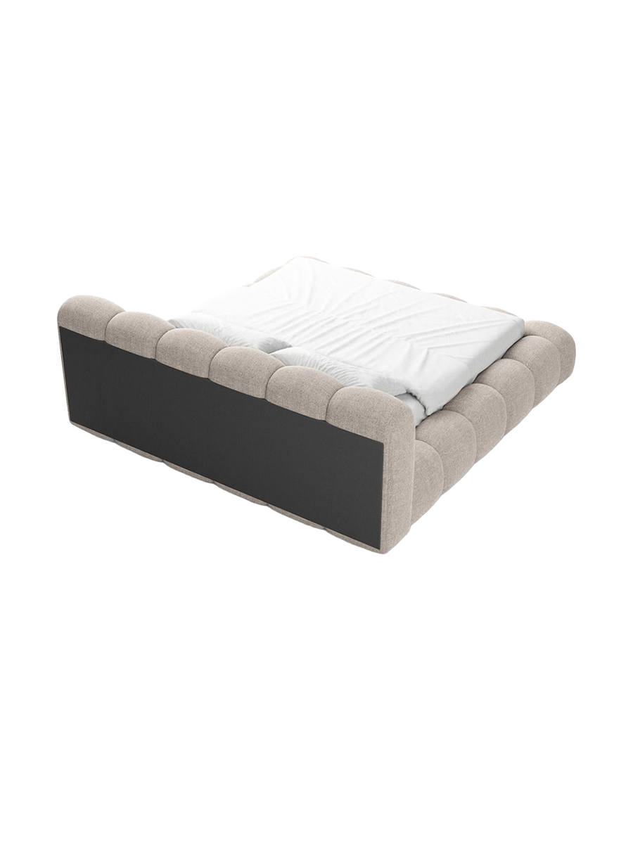 
Design Polsterbett „Alba“ mit Ablagefach, Webstoff Beige - 140 x 200 cm