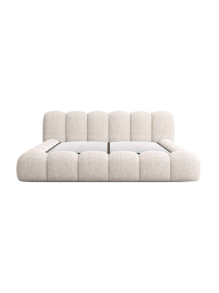 
Design Polsterbett „Alba“ mit Ablagefach, Webstoff Beige - 140 x 200 cm