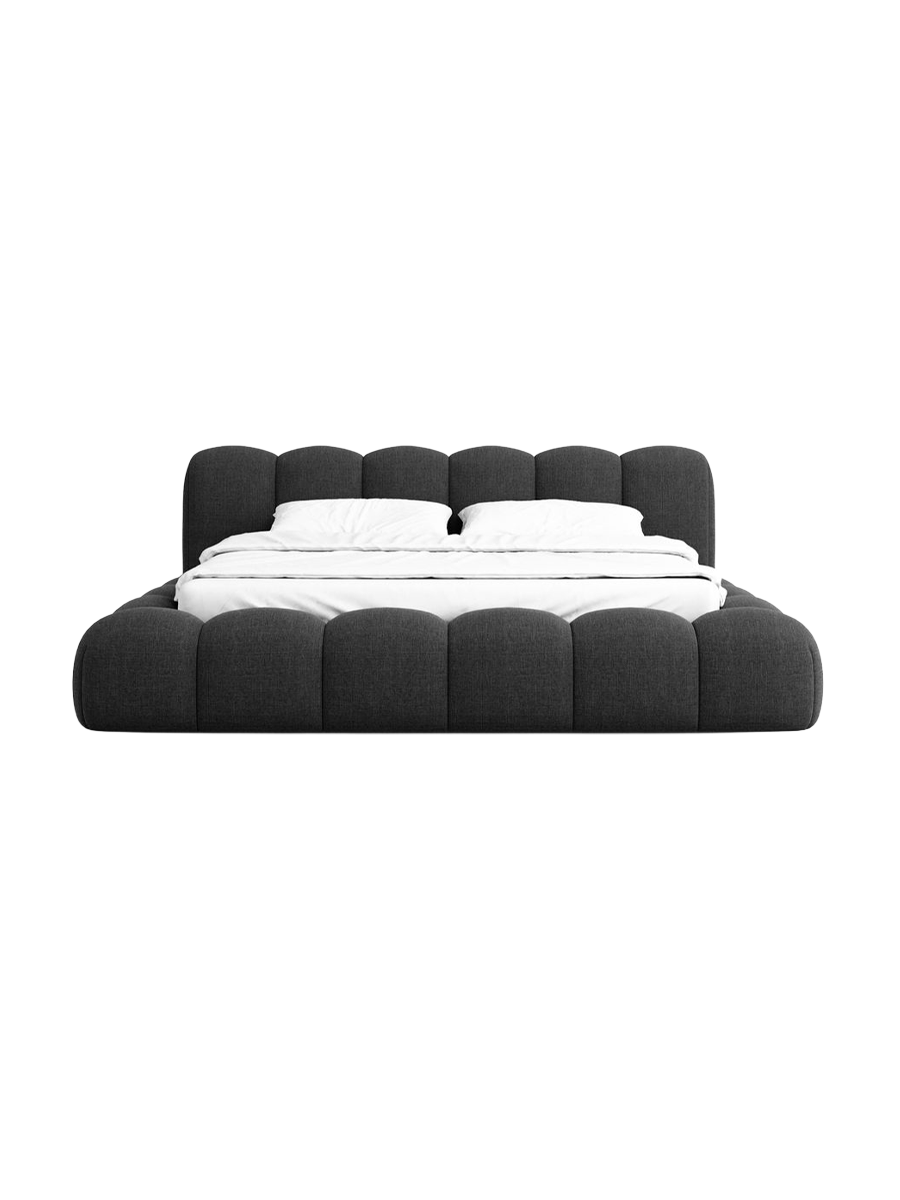 
Design Polsterbett „Alba“ mit Ablagefach, Webstoff Schwarz - 140 x 200 cm