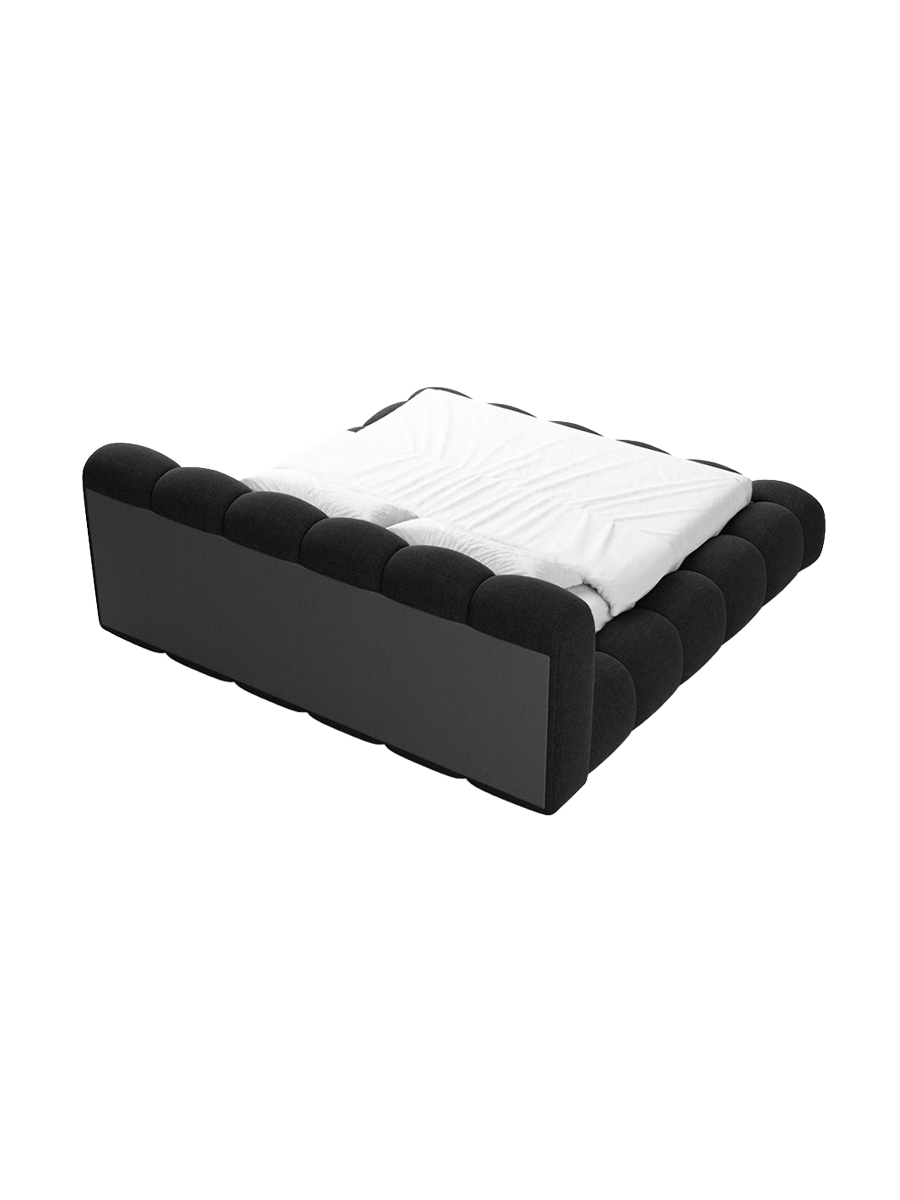 
Design Polsterbett „Alba“ mit Ablagefach, Webstoff Schwarz - 140 x 200 cm