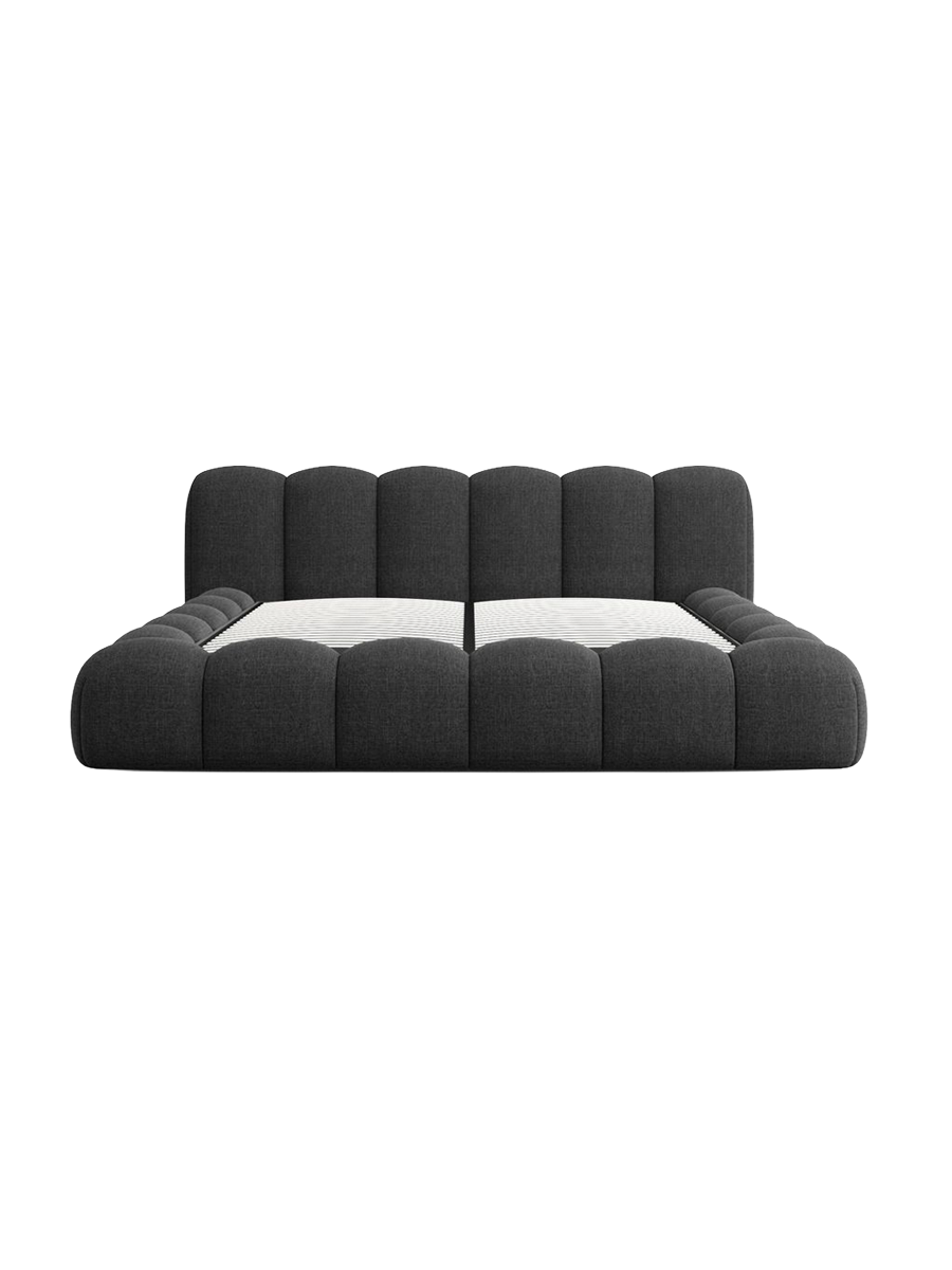 
Design Polsterbett „Alba“ mit Ablagefach, Webstoff Schwarz - 140 x 200 cm