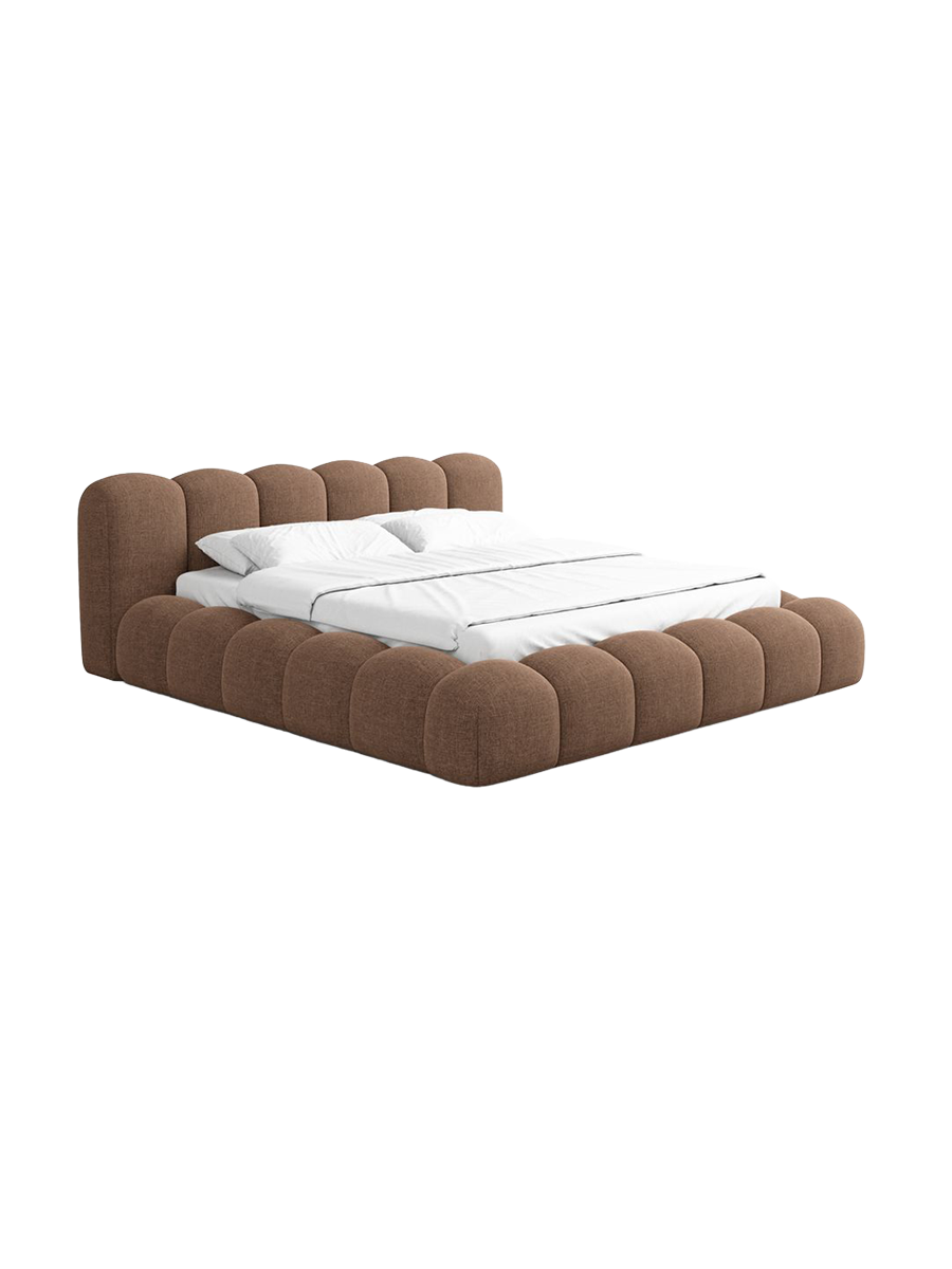 
Design Polsterbett „Alba“ mit Ablagefach, Webstoff Braun - 140 x 200 cm