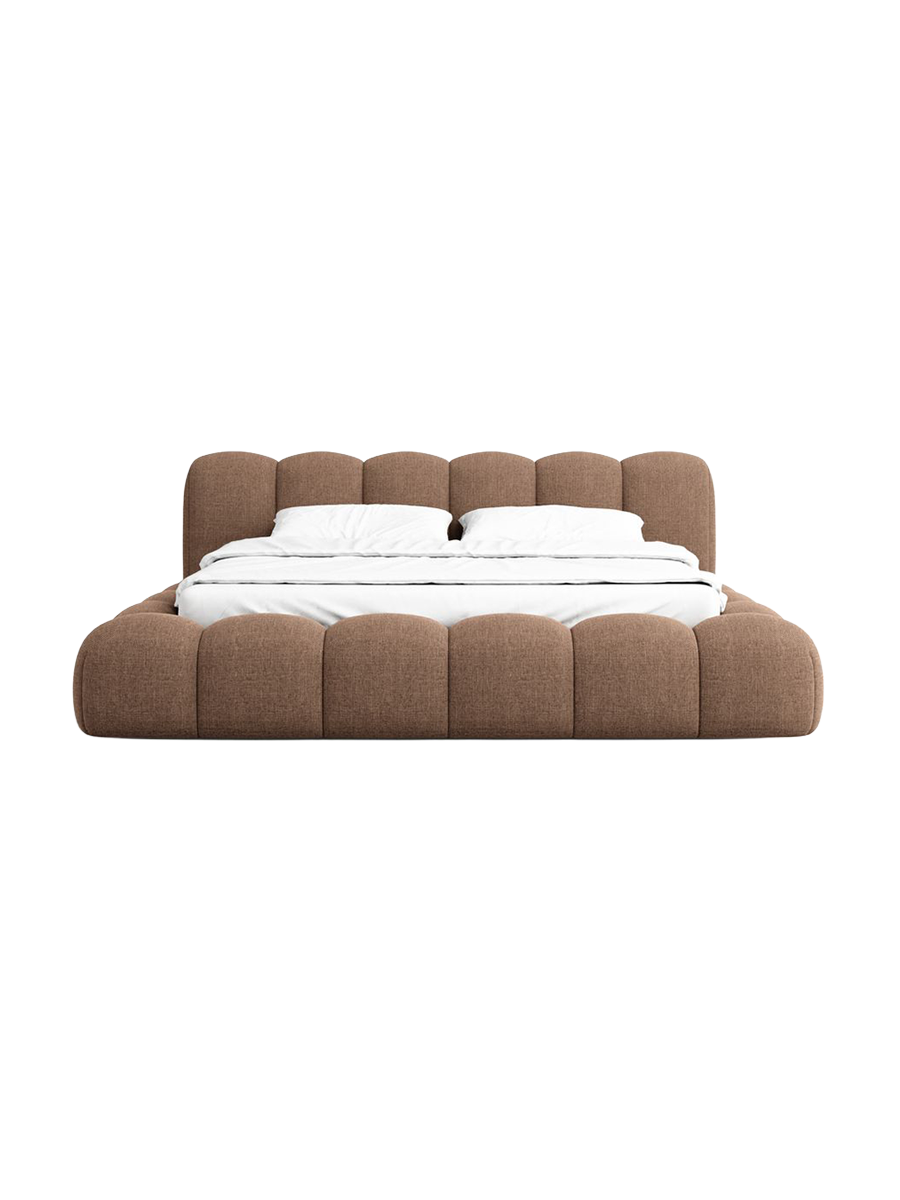 
Design Polsterbett „Alba“ mit Ablagefach, Webstoff Braun - 140 x 200 cm