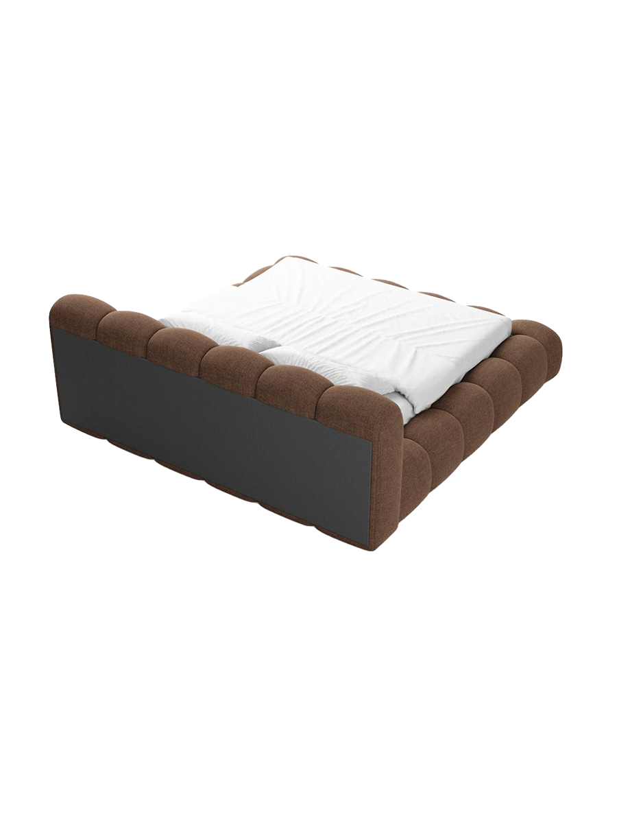 
Design Polsterbett „Alba“ mit Ablagefach, Webstoff Braun - 140 x 200 cm