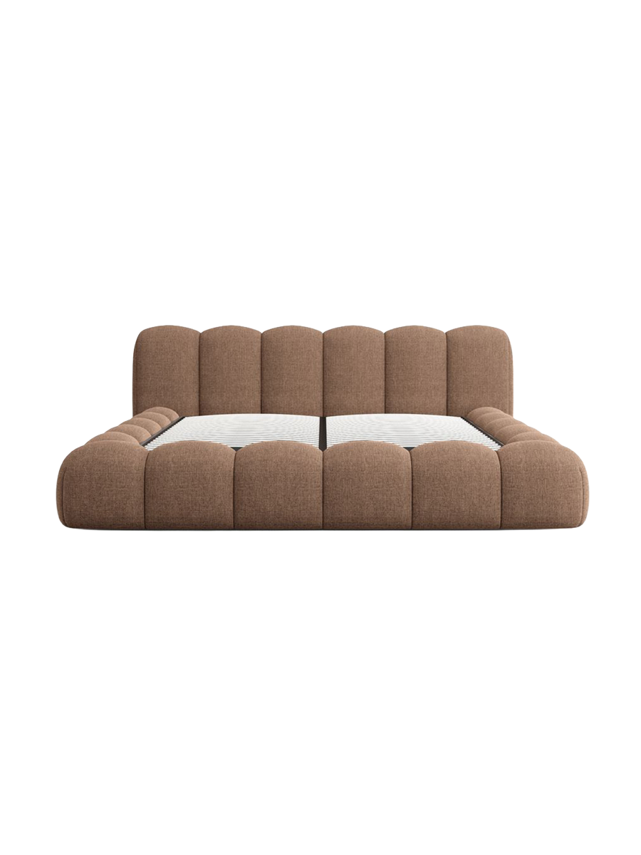 
Design Polsterbett „Alba“ mit Ablagefach, Webstoff Braun - 140 x 200 cm