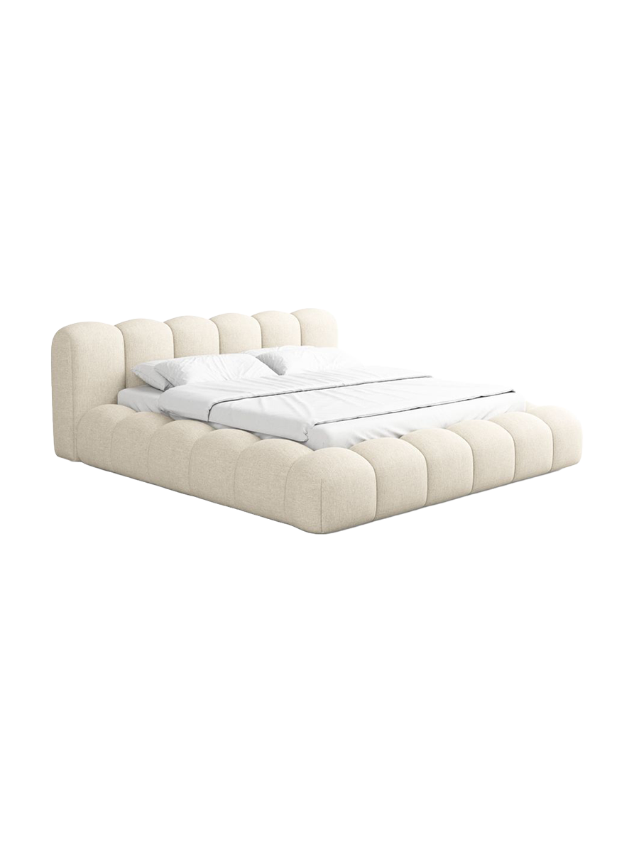 
Design Polsterbett „Alba“ mit Ablagefach, Webstoff Cream - 140 x 200 cm