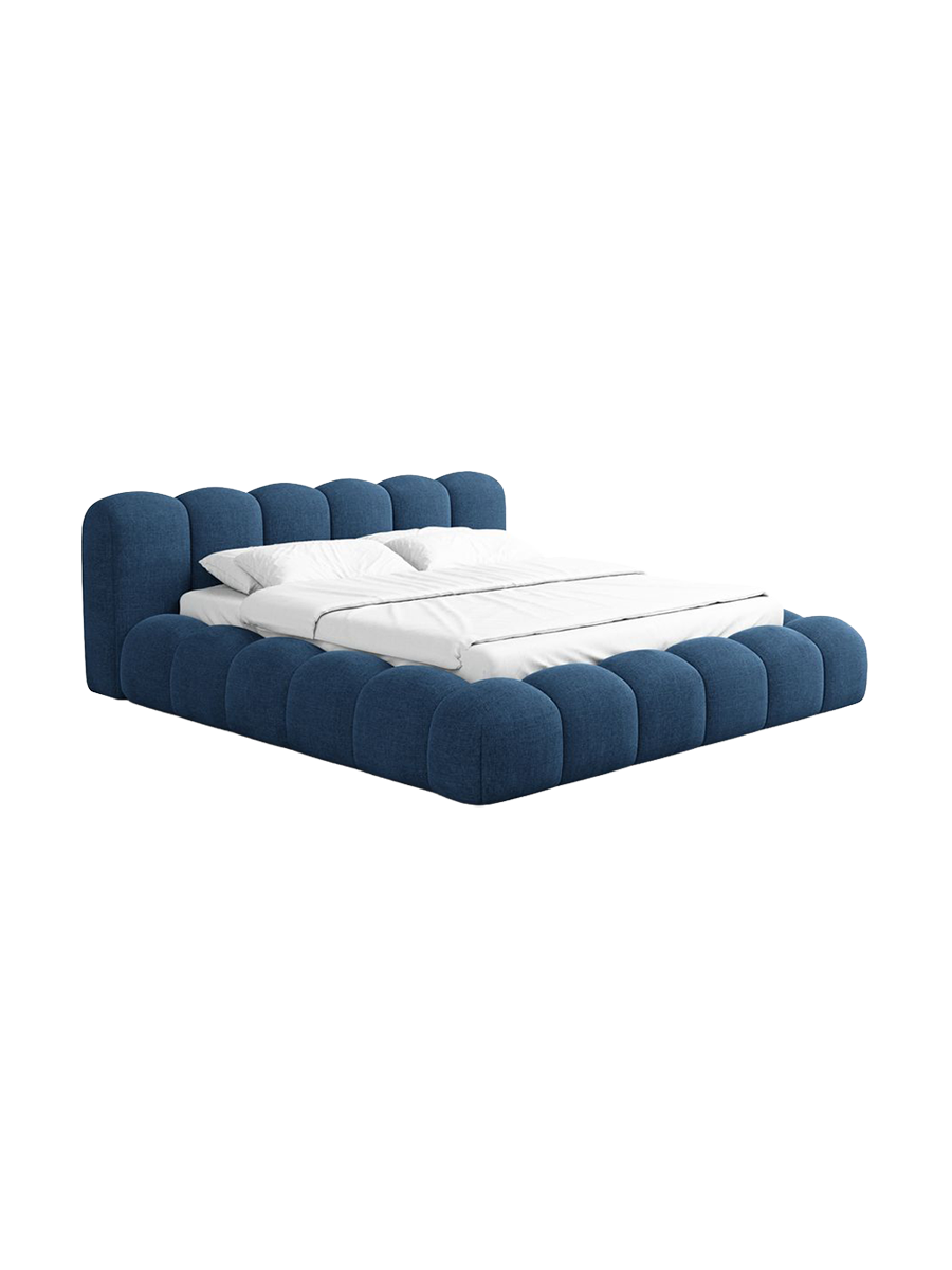 
Design Polsterbett „Alba“ mit Ablagefach, Webstoff Dunkelblau - 140 x 200 cm