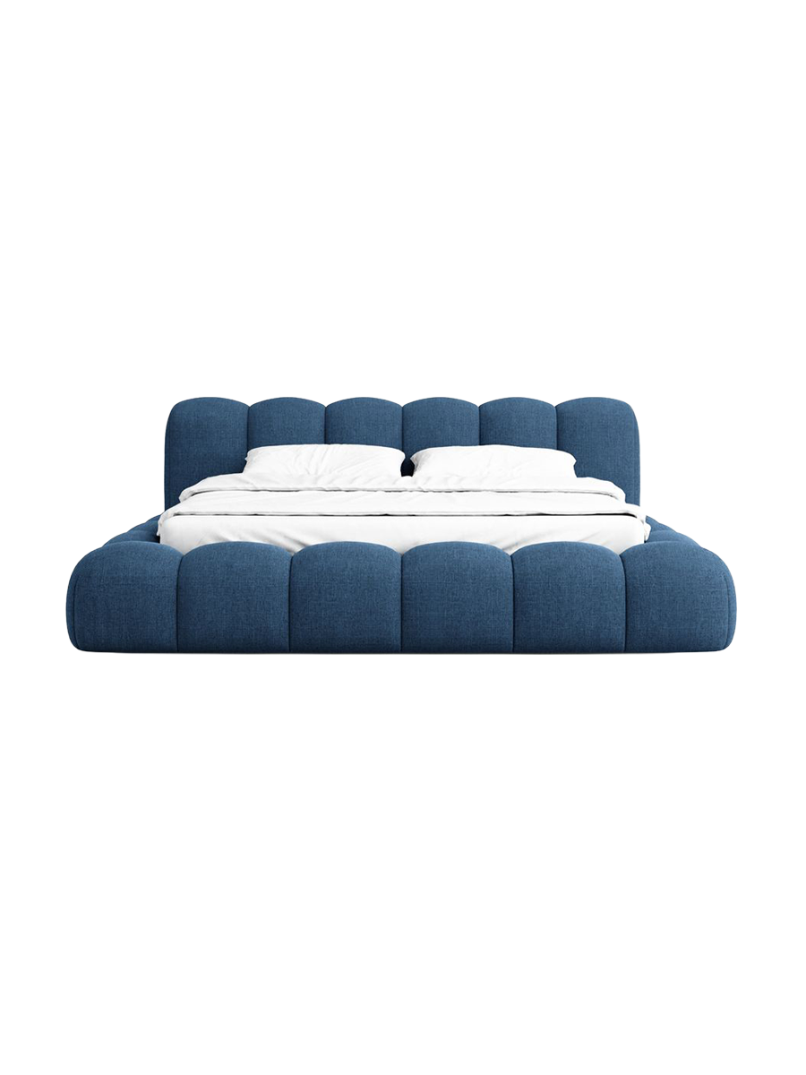 
Design Polsterbett „Alba“ mit Ablagefach, Webstoff Dunkelblau - 140 x 200 cm