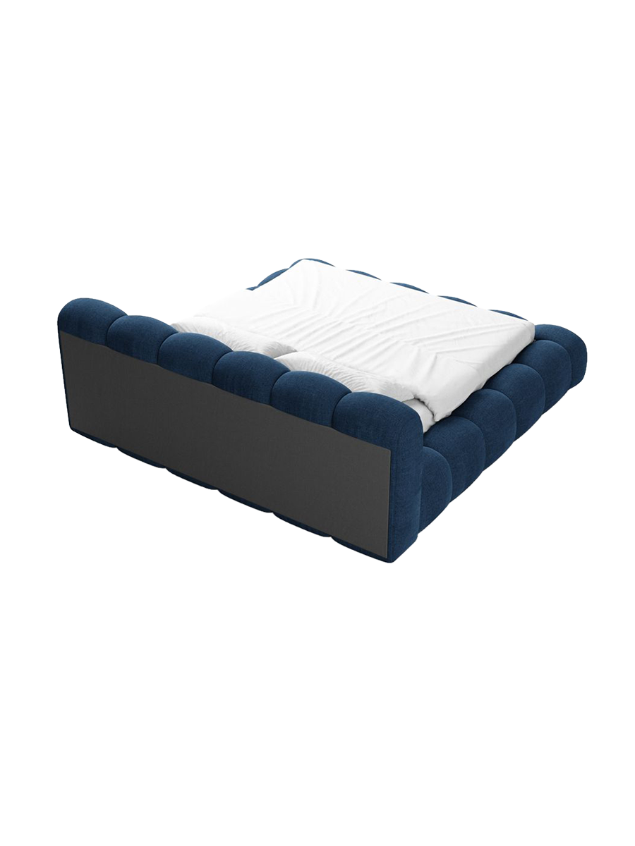 
Design Polsterbett „Alba“ mit Ablagefach, Webstoff Dunkelblau - 140 x 200 cm