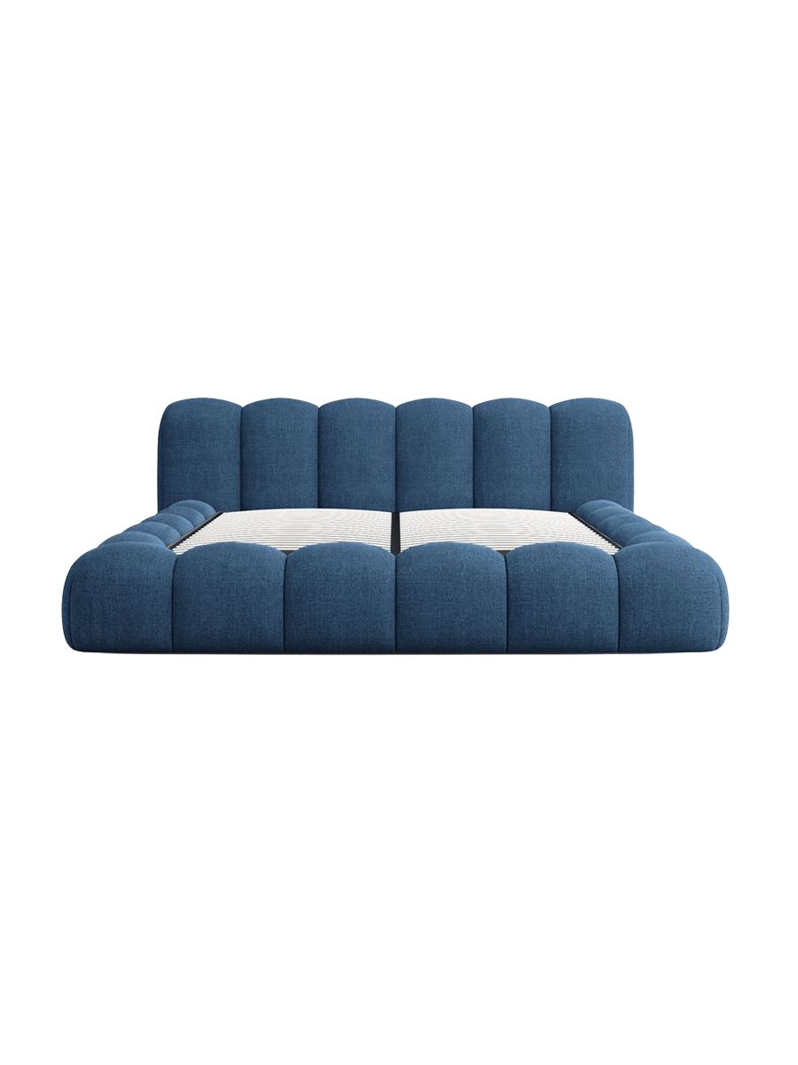 
Design Polsterbett „Alba“ mit Ablagefach, Webstoff Dunkelblau - 140 x 200 cm