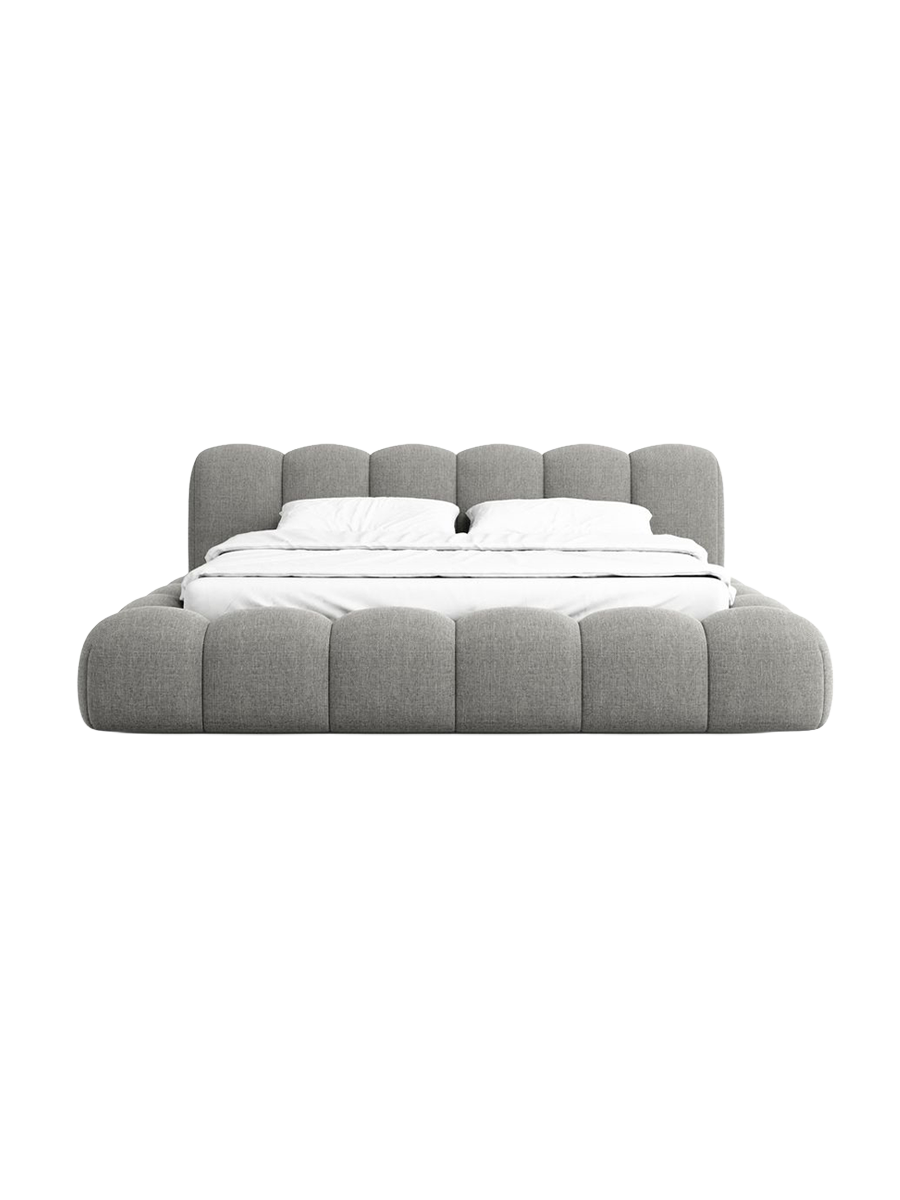 
Design Polsterbett „Alba“ mit Ablagefach, Webstoff Grau - 140 x 200 cm