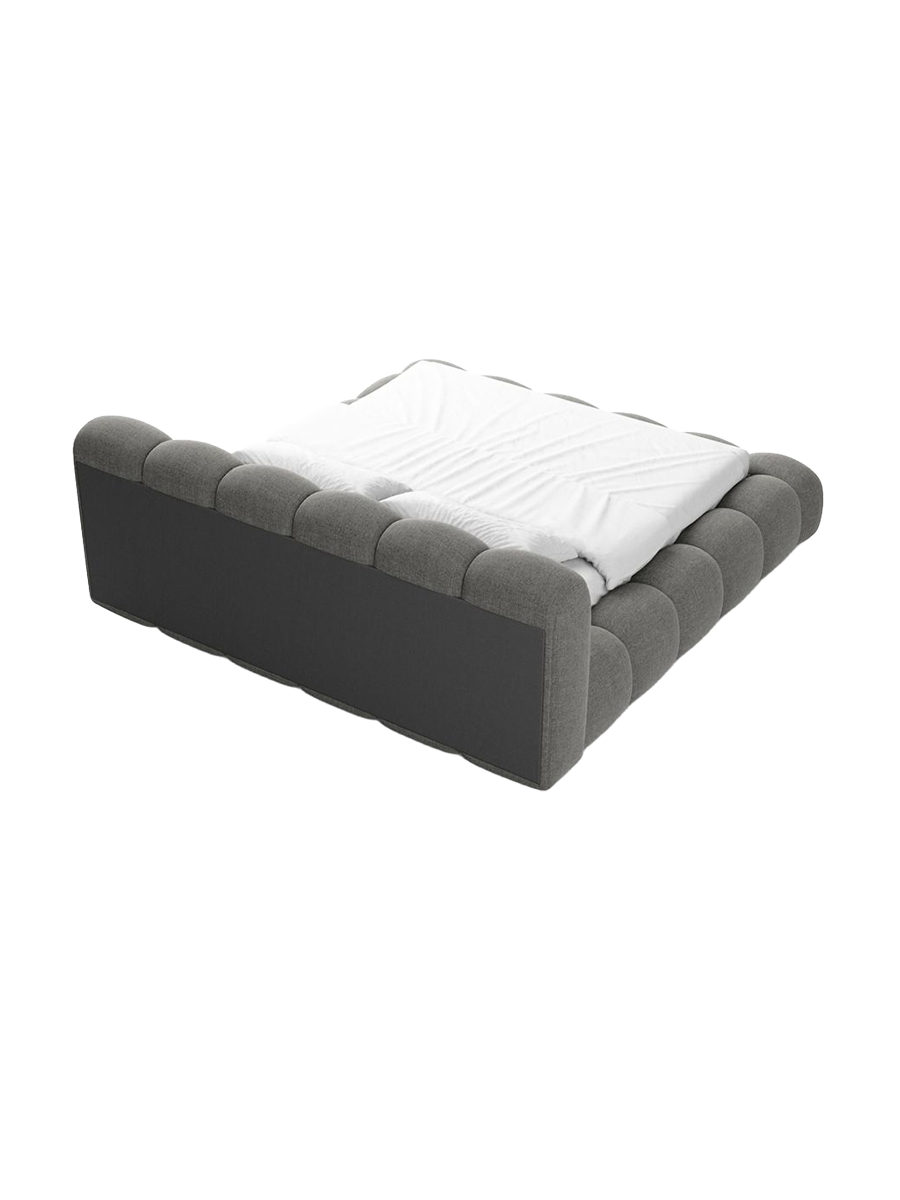 
Design Polsterbett „Alba“ mit Ablagefach, Webstoff Grau - 140 x 200 cm