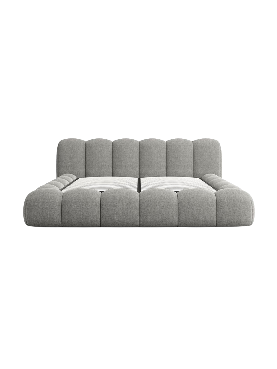 
Design Polsterbett „Alba“ mit Ablagefach, Webstoff Grau - 140 x 200 cm