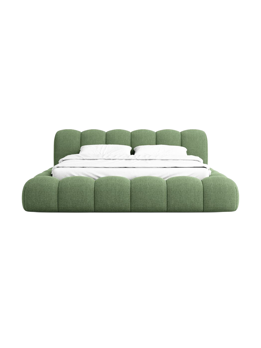 
Design Polsterbett „Alba“ mit Ablagefach, Webstoff Grün - 140 x 200 cm