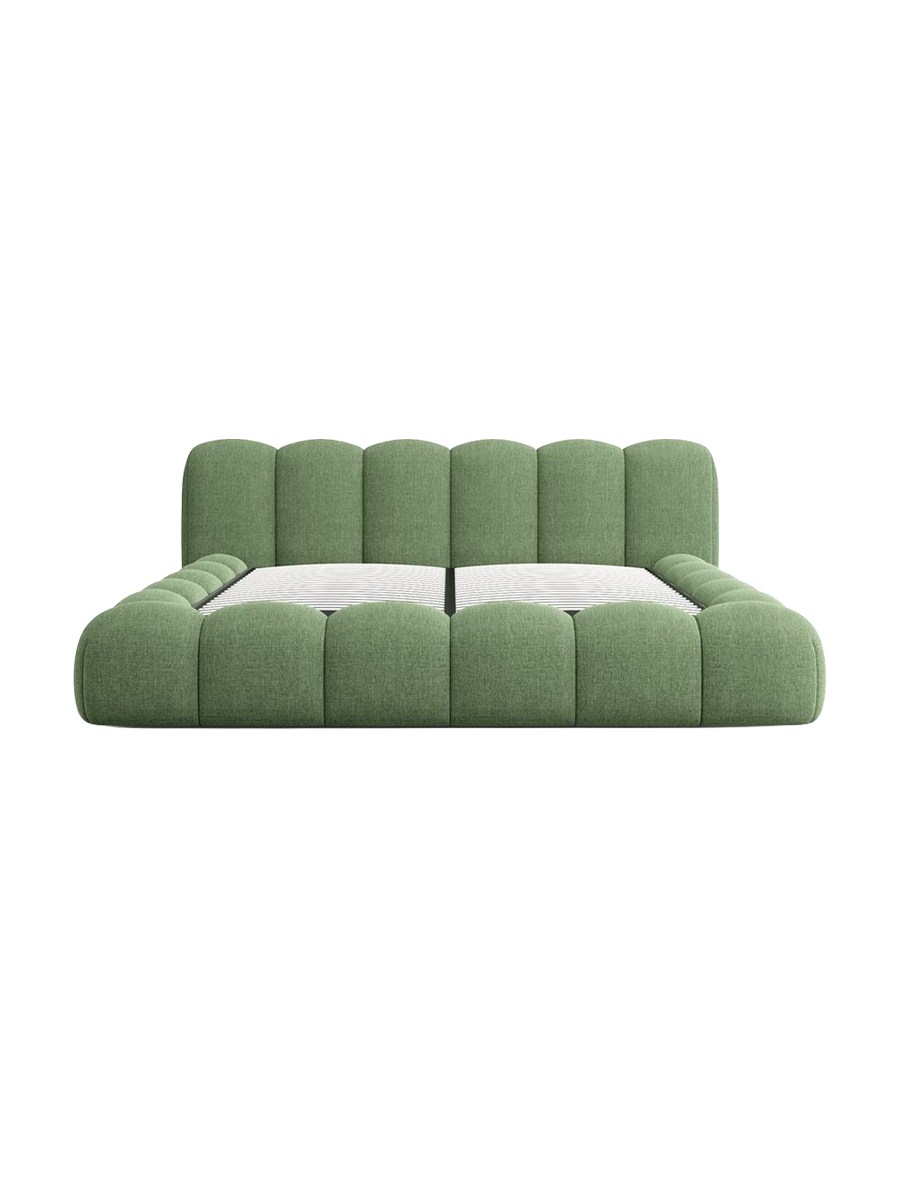 
Design Polsterbett „Alba“ mit Ablagefach, Webstoff Grün - 140 x 200 cm