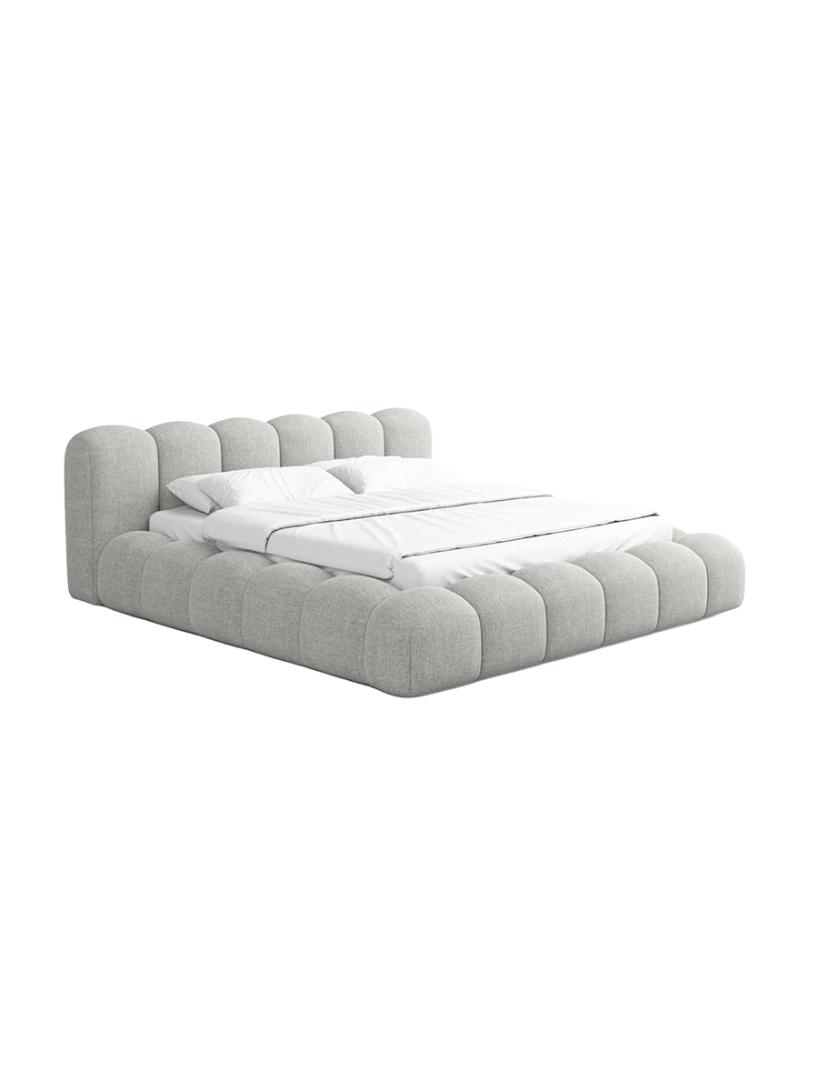 
Design Polsterbett „Alba“ mit Ablagefach, Webstoff Hellgrau - 140 x 200 cm