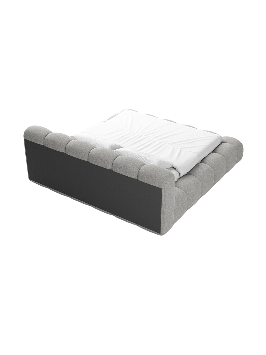 
Design Polsterbett „Alba“ mit Ablagefach, Webstoff Hellgrau - 140 x 200 cm