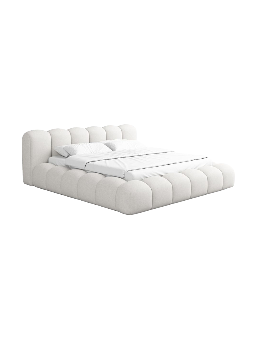 
Design Polsterbett „Alba“ mit Ablagefach, Webstoff Weiss - 140 x 200 cm
