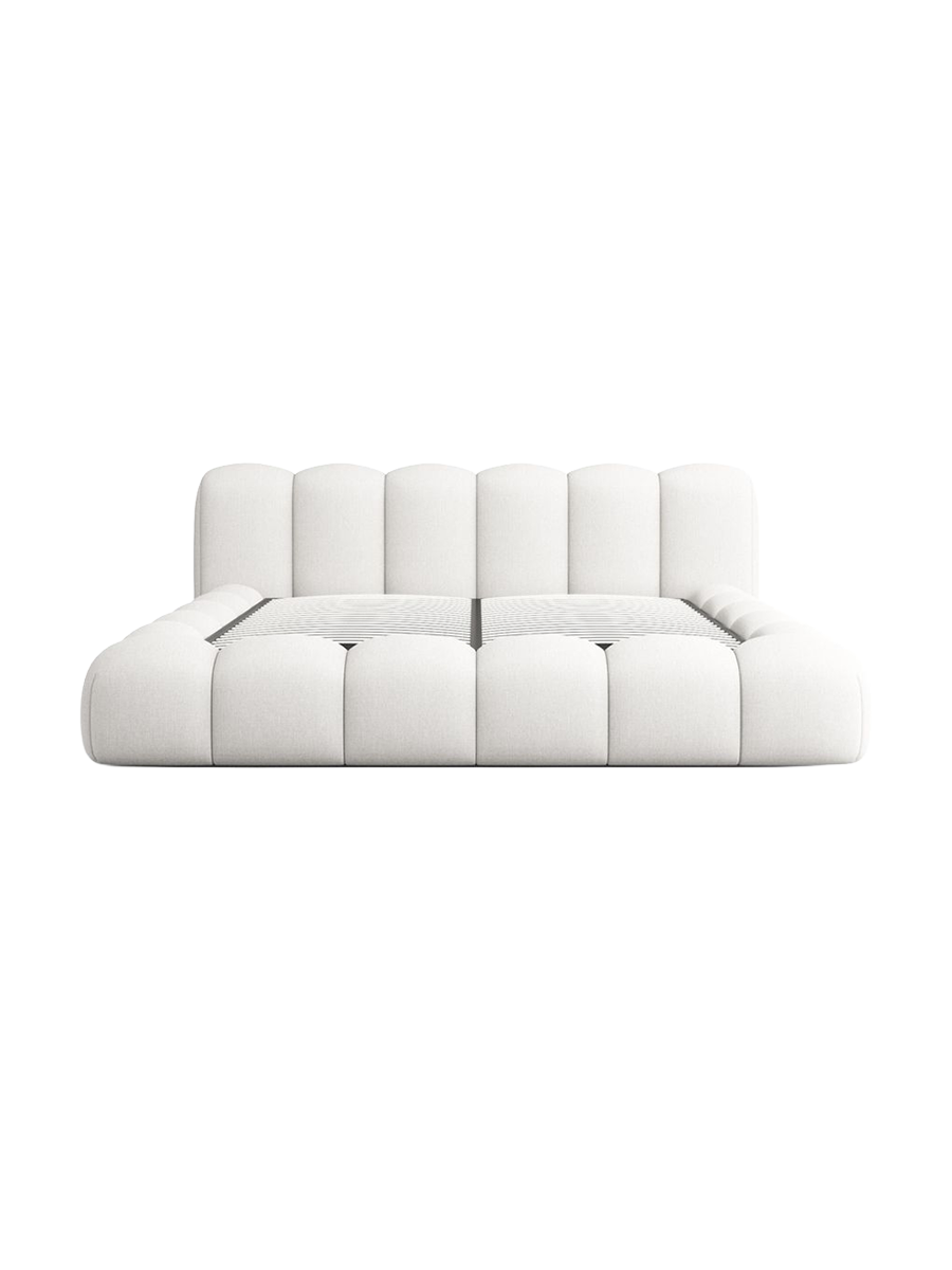 
Design Polsterbett „Alba“ mit Ablagefach, Webstoff Weiss - 140 x 200 cm