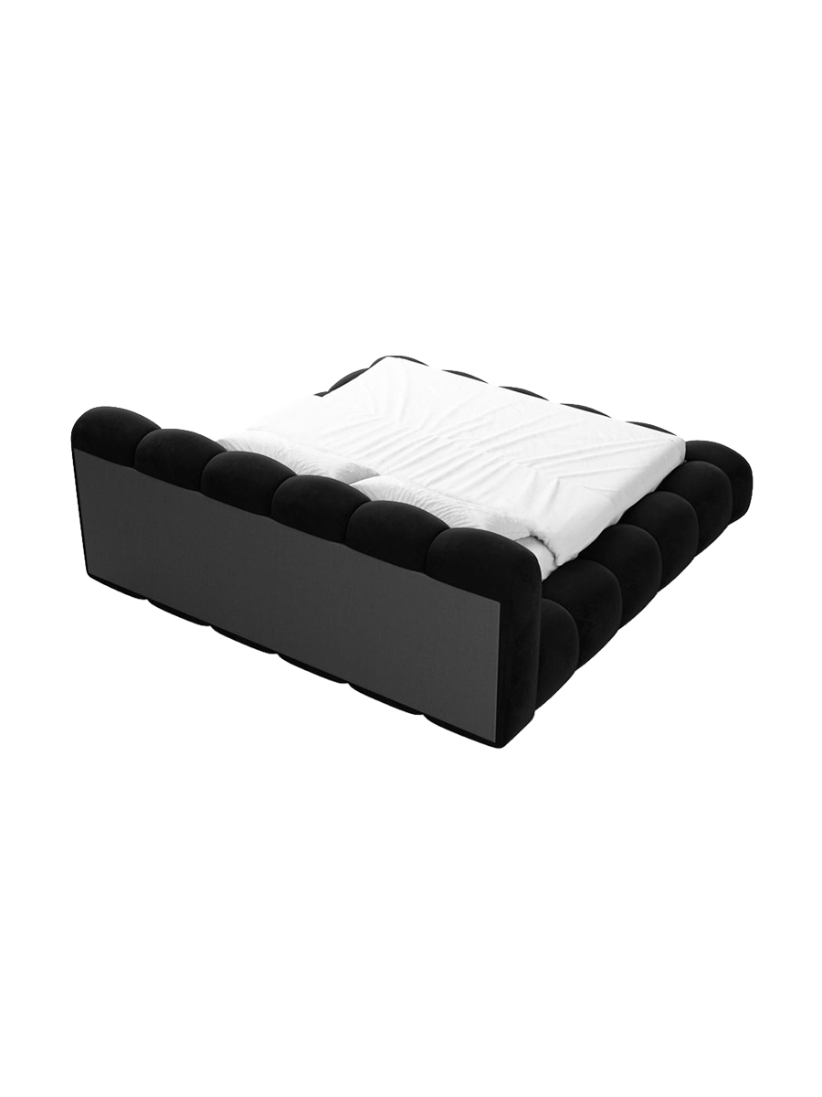 
Design Polsterbett „Alba“ mit Ablagefach, Samt Schwarz - 140 x 200 cm