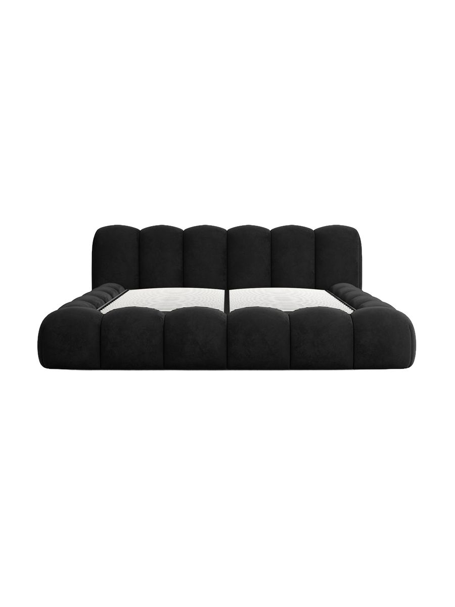 
Design Polsterbett „Alba“ mit Ablagefach, Samt Schwarz - 140 x 200 cm