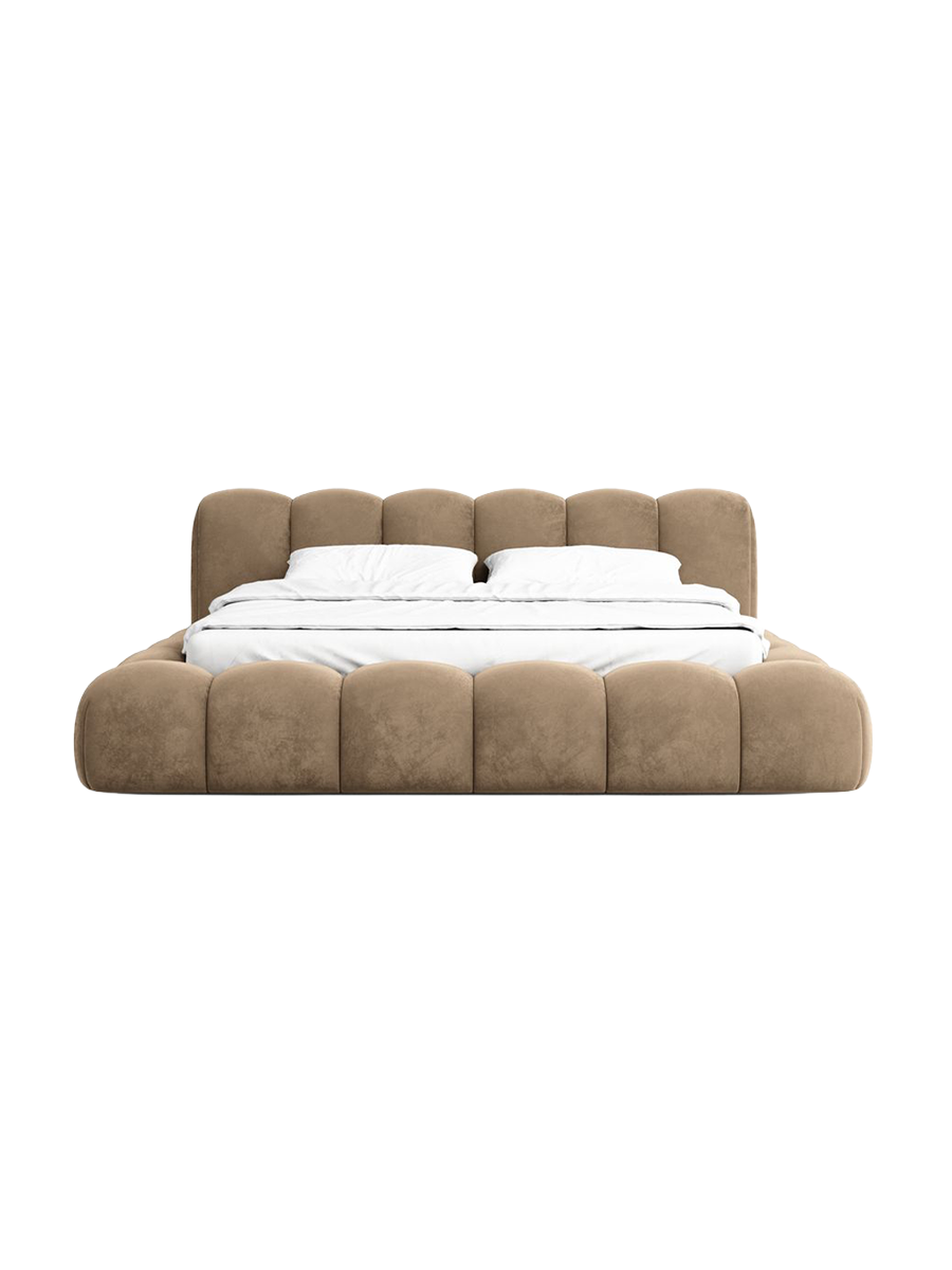 
Design Polsterbett „Alba“ mit Ablagefach, Samt Braun - 140 x 200 cm