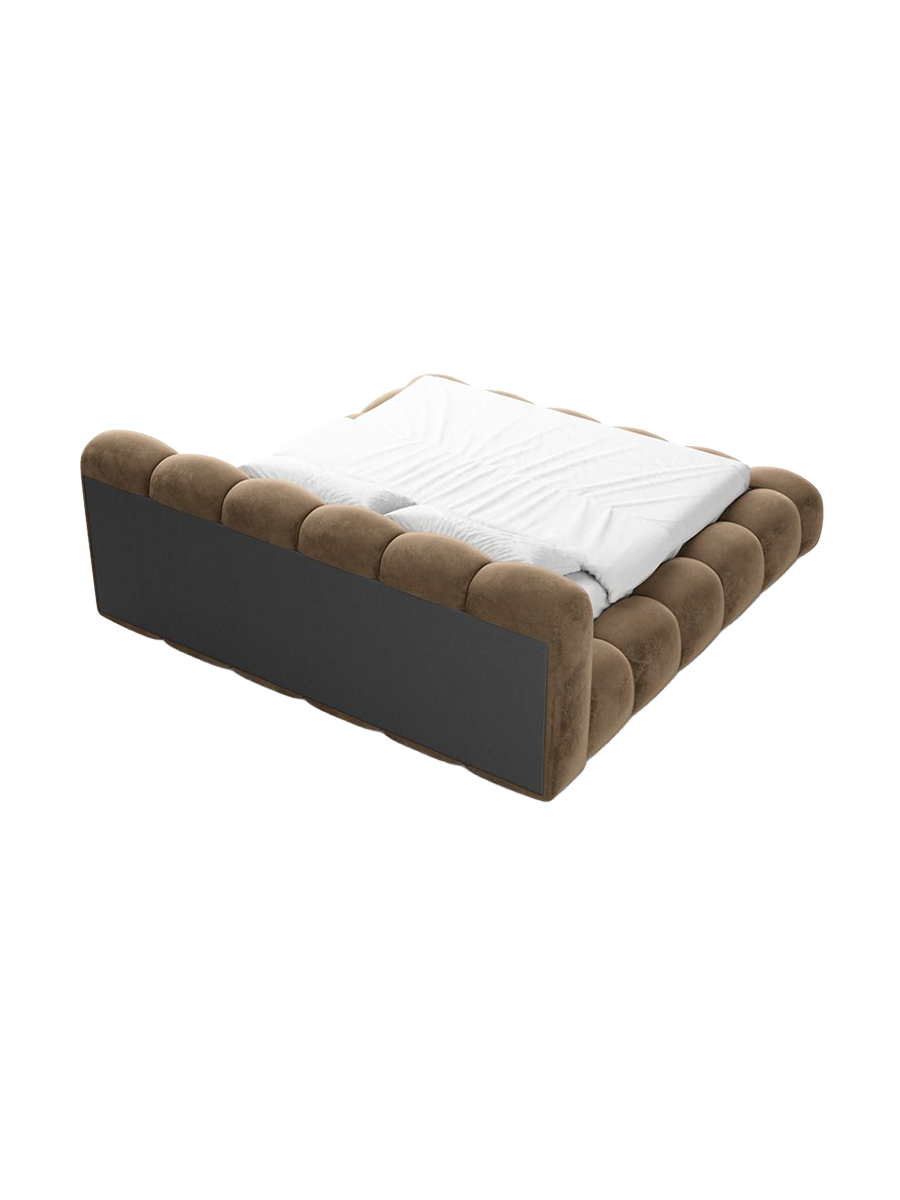 
Design Polsterbett „Alba“ mit Ablagefach, Samt Braun - 140 x 200 cm