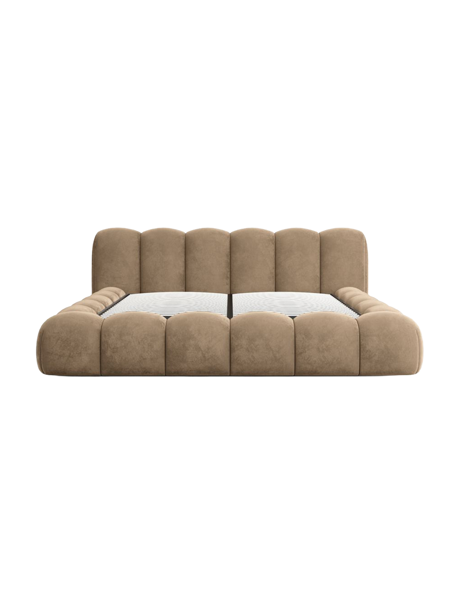 
Design Polsterbett „Alba“ mit Ablagefach, Samt Braun - 140 x 200 cm