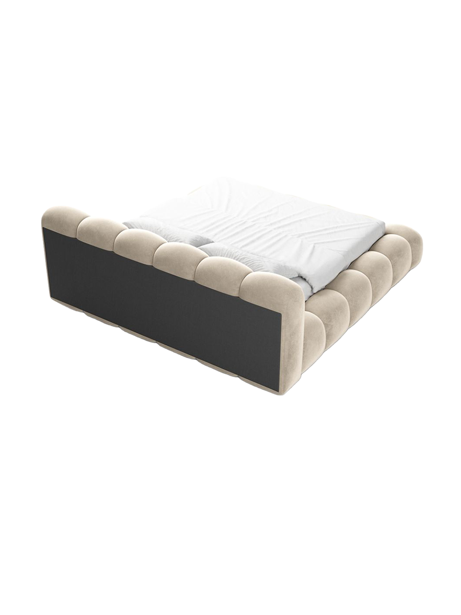 
Design Polsterbett „Alba“ mit Ablagefach, Samt Cream - 140 x 200 cm