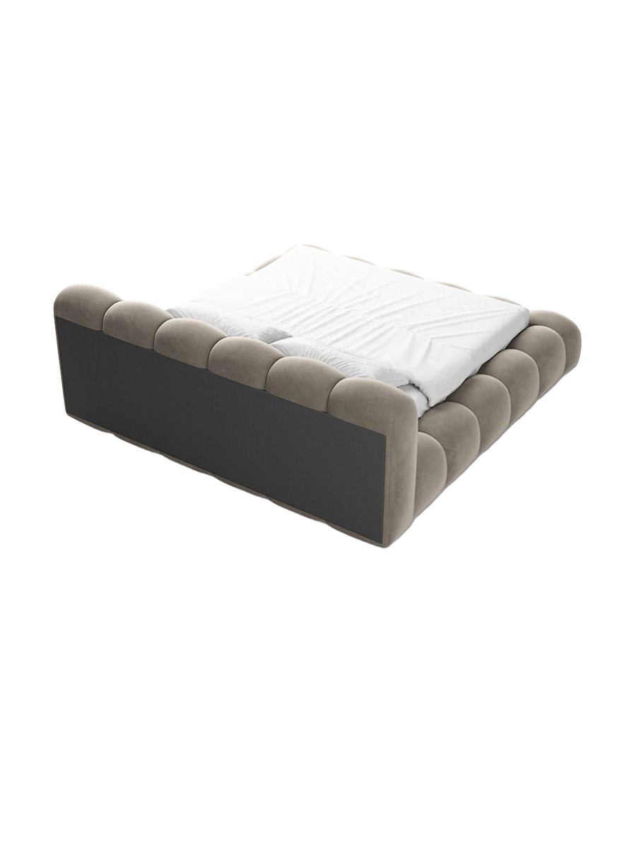 
Design Polsterbett „Alba“ mit Ablagefach, Samt Beige dunkel - 140 x 200 cm