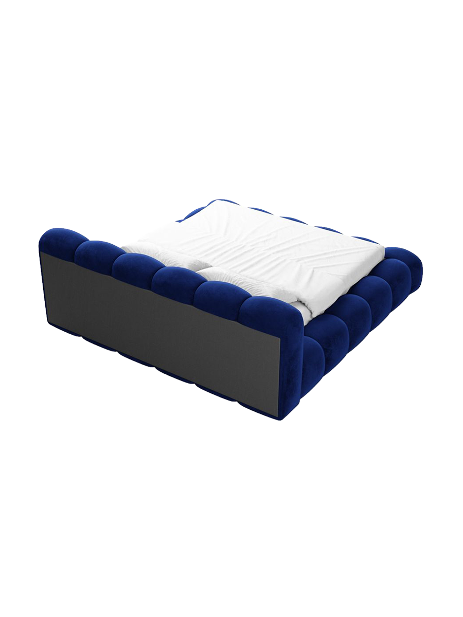 
Design Polsterbett „Alba“ mit Ablagefach, Samt Dunkelblau - 140 x 200 cm