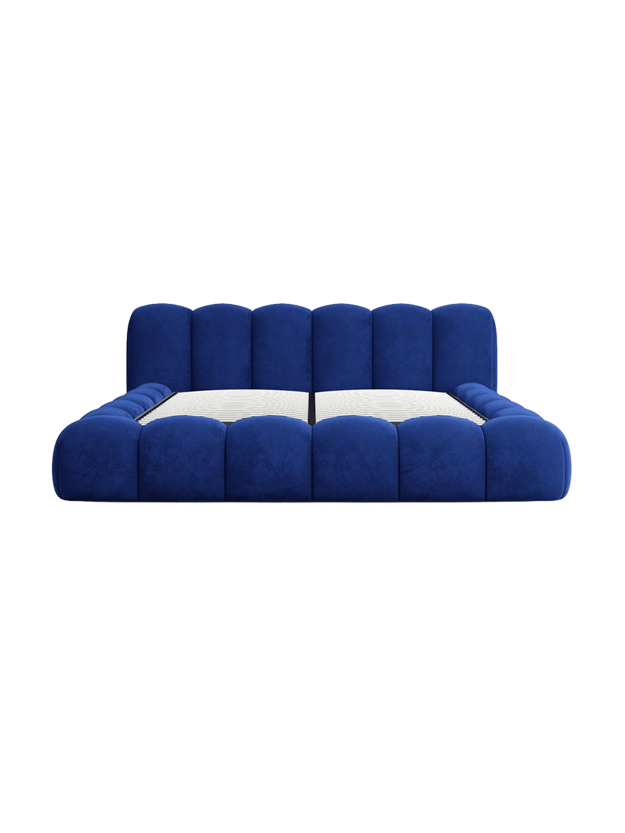 
Design Polsterbett „Alba“ mit Ablagefach, Samt Dunkelblau - 140 x 200 cm