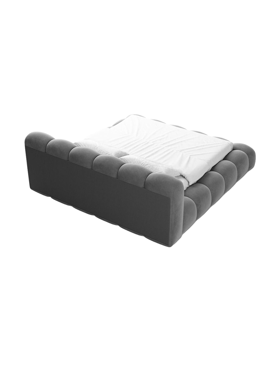 
Design Polsterbett „Alba“ mit Ablagefach, Samt Grau - 140 x 200 cm