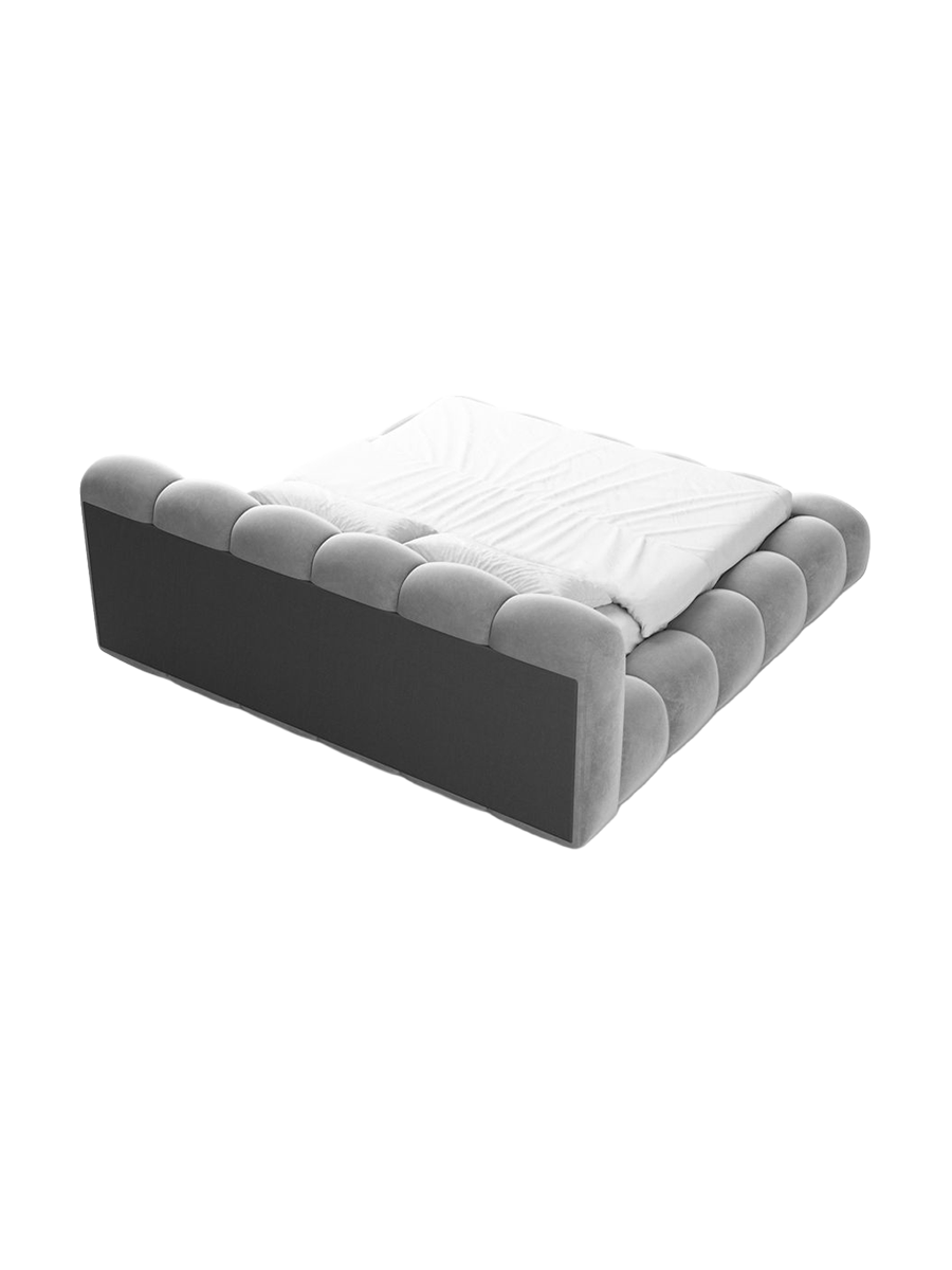
Design Polsterbett „Alba“ mit Ablagefach, Samt Hellgrau - 140 x 200 cm