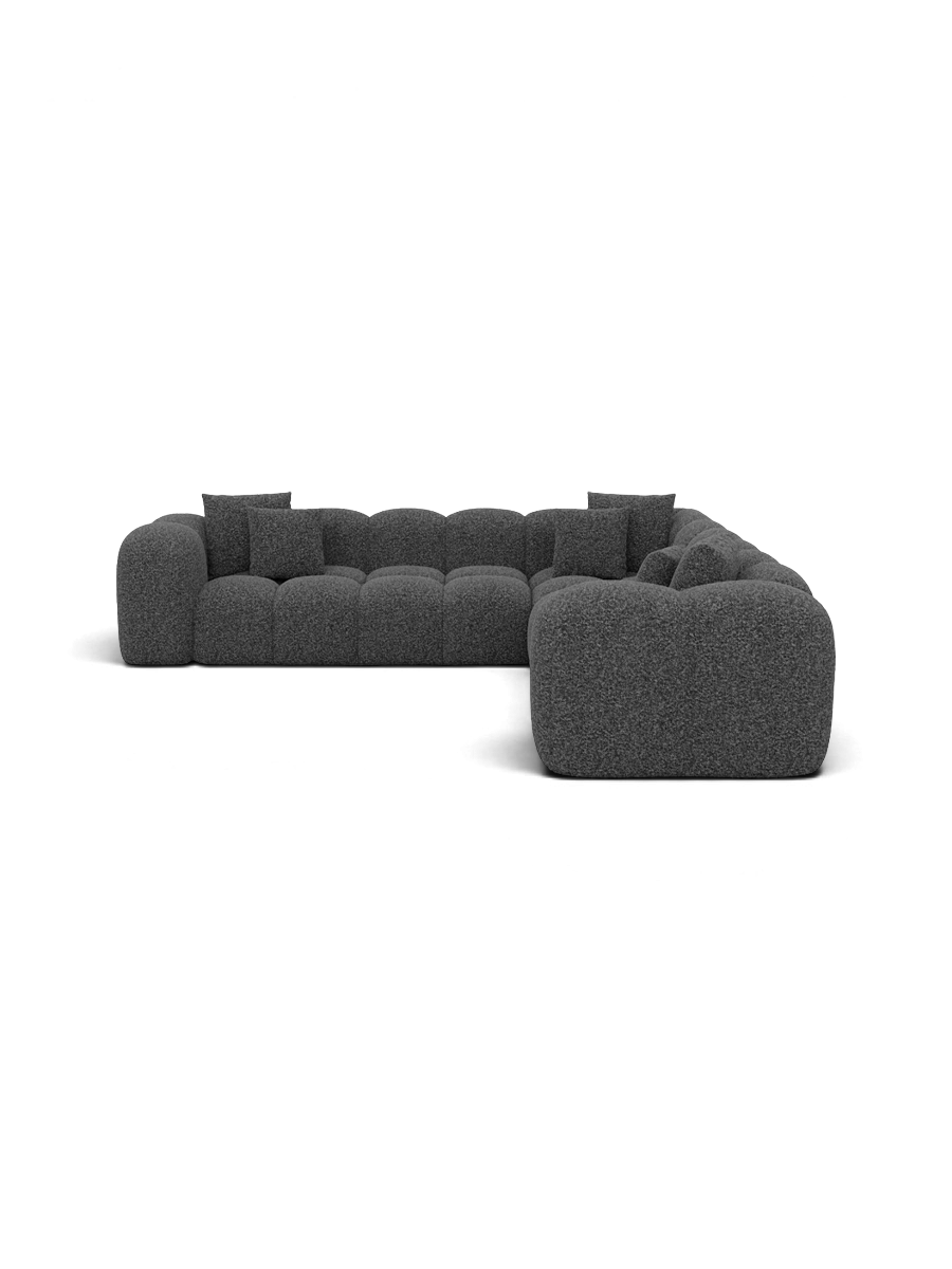 
Canapé d’angle design 5 places « Alba » avec revêtement bouclé - Bouclé Graphit