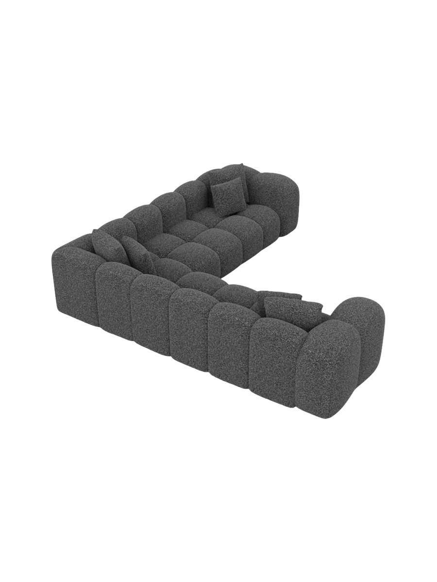 
5-Sitzer Design Ecksofa „Alba“ mit Bouclé-Bezug - Bouclé Graphit